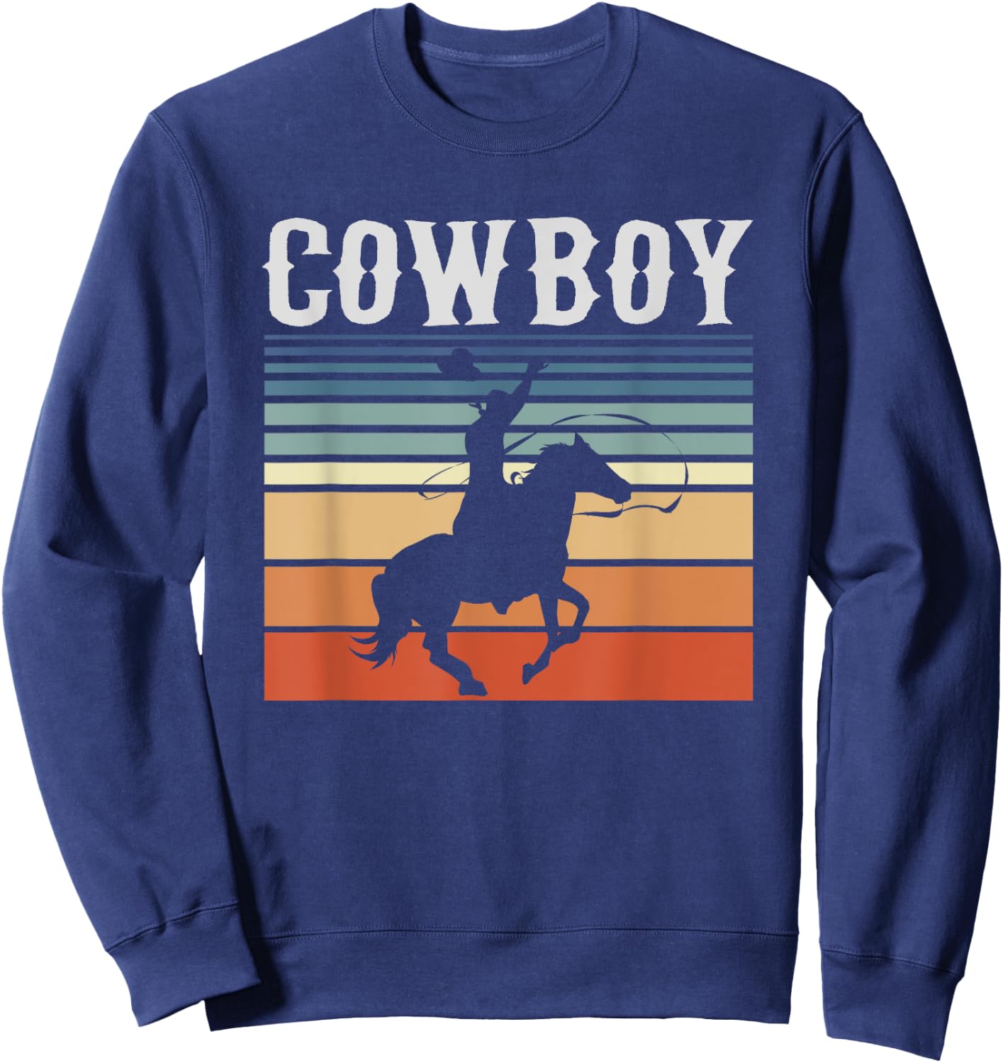 Retro Rodeo Western Bull Riding Line Dance Horse Cowboy Sweatshirt - Sweatshirt | Navy