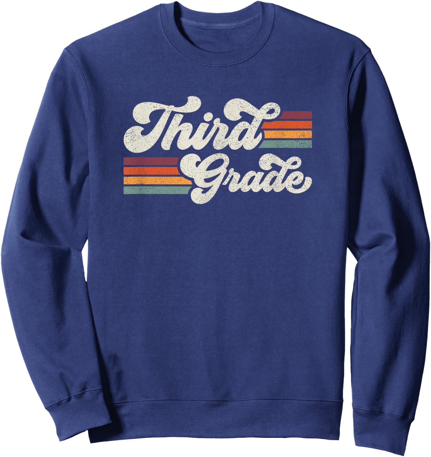 Retro Third Grade Teacher Back To School Sweatshirt - Sweatshirt | Navy