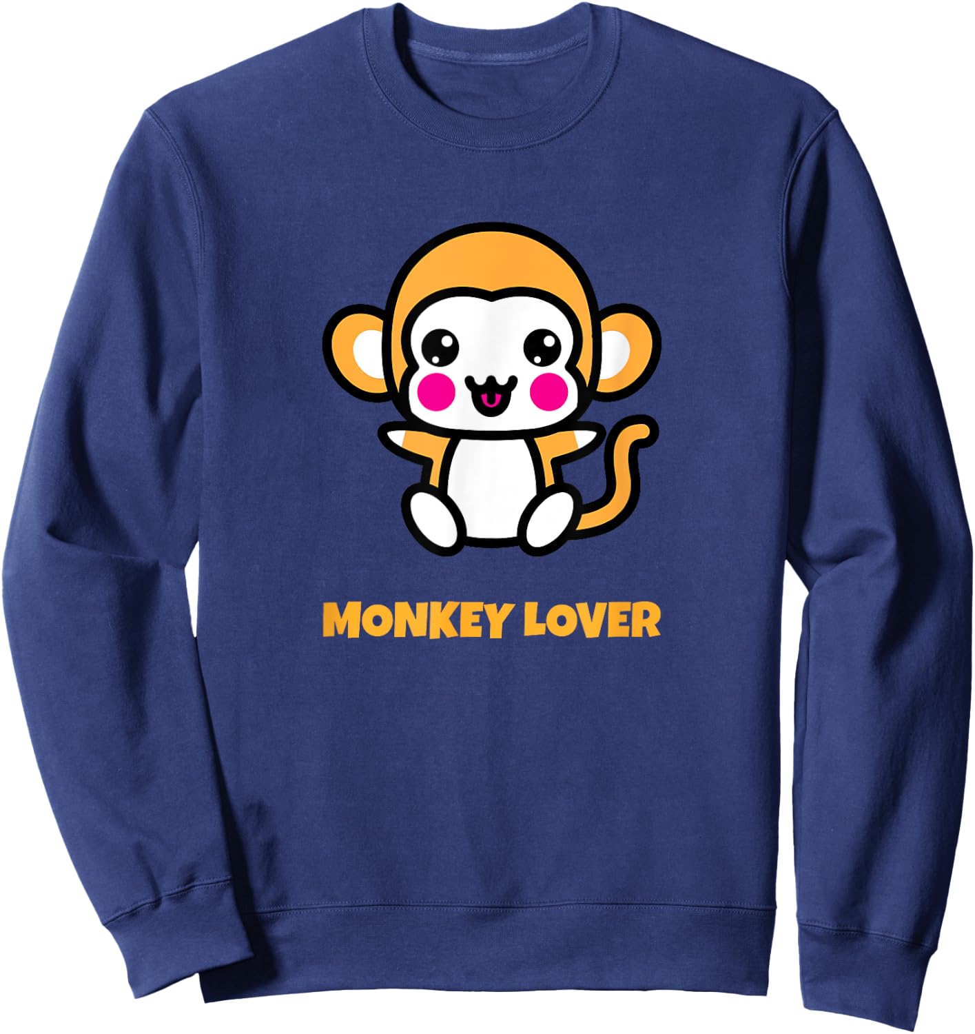 Cute Kawaii Monkey Anime Graphic Funny Animal Lover Sweatshirt - Sweatshirt | Navy