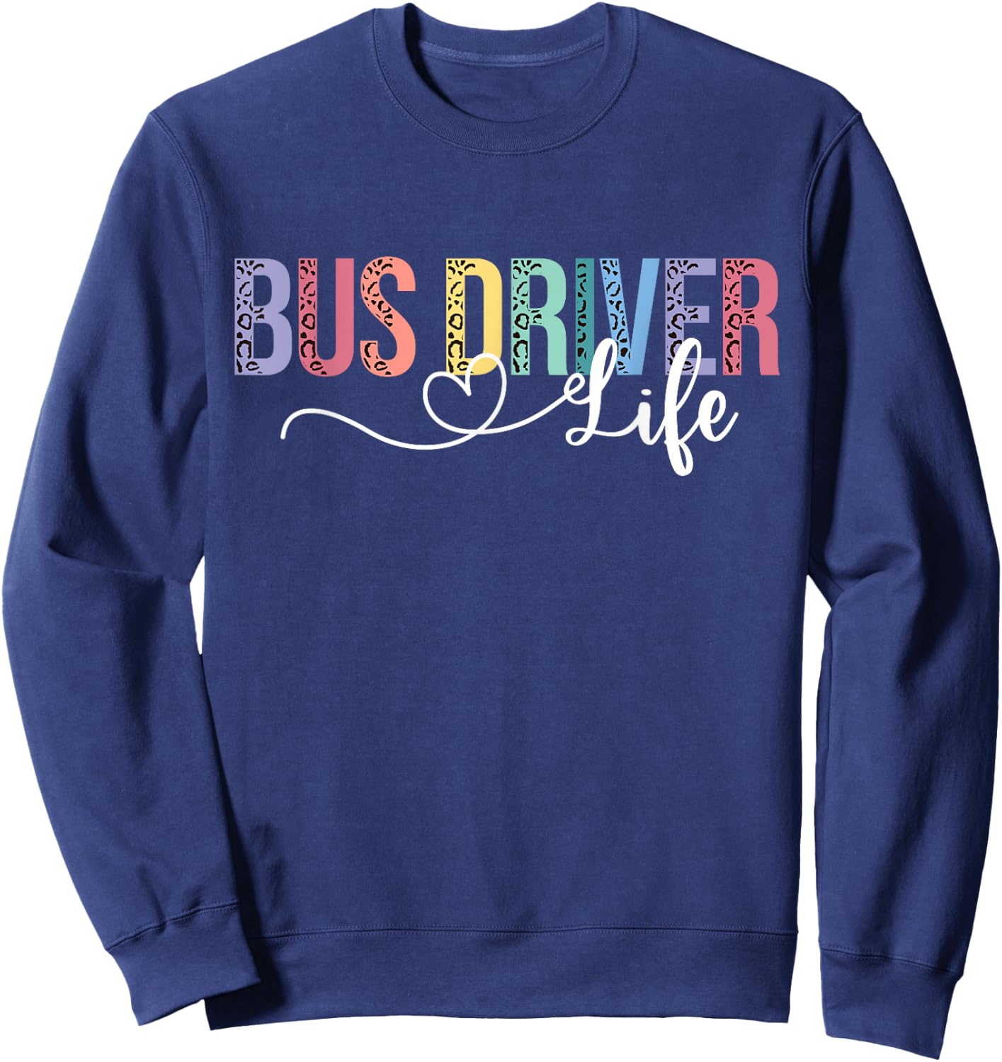 Cute Bus Driver Life Leopard Print Back To School Gift Women Sweatshirt - Sweatshirt | Navy