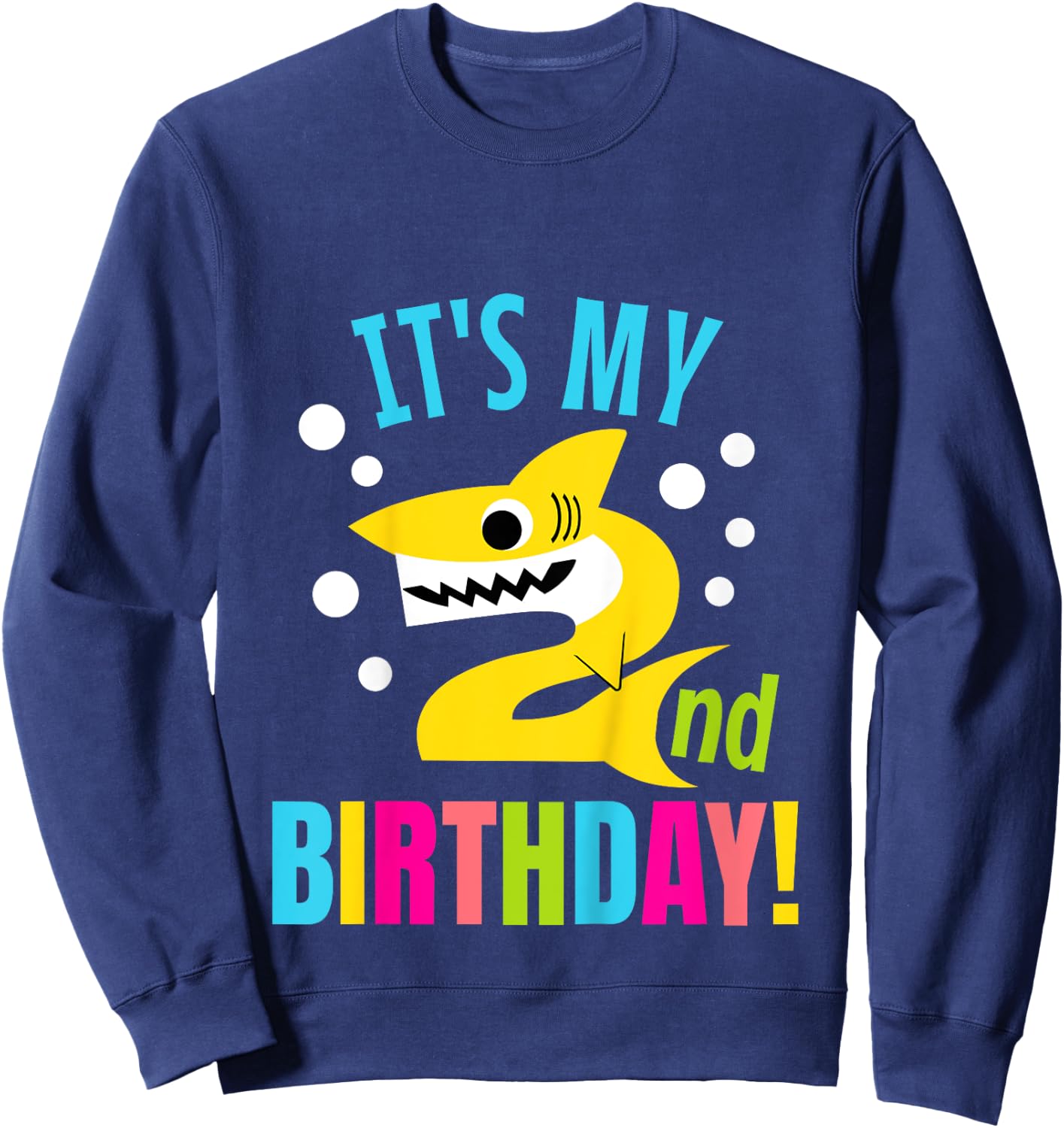 2 Year Old 2nd Shark Party Birthday Baby Gift Girls And Boys Sweatshirt - Sweatshirt | Navy