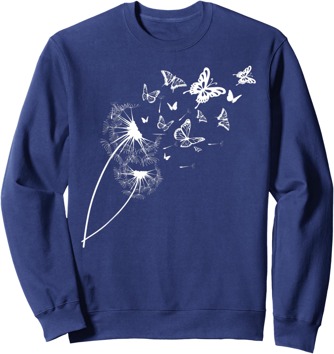dandelion with butterflies in summer Men Women Sweatshirt - Sweatshirt | Navy