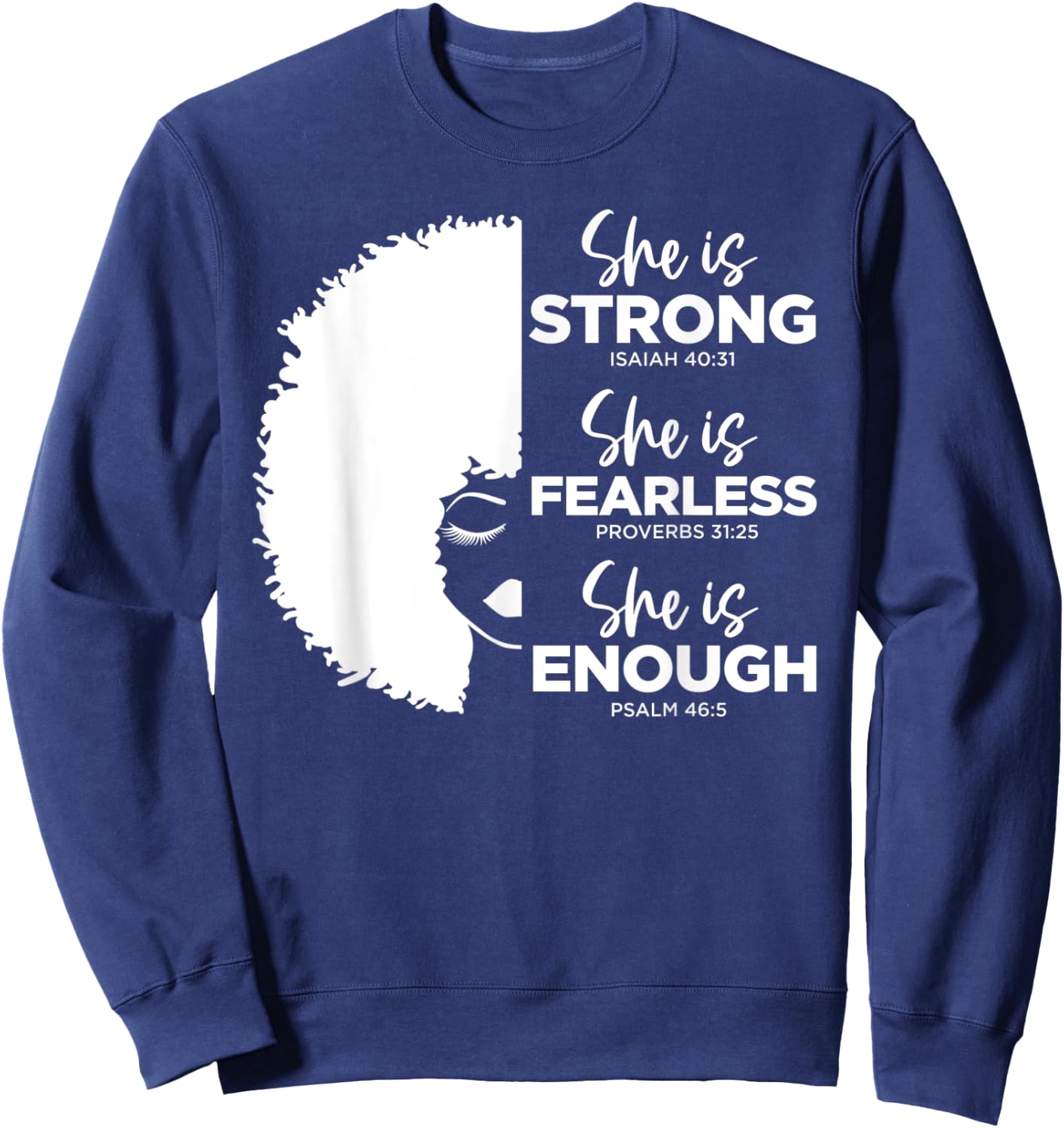 She Is Strong, She Is Fearless, She Is Enough Pull Over Sweatshirt - Sweatshirt | Navy