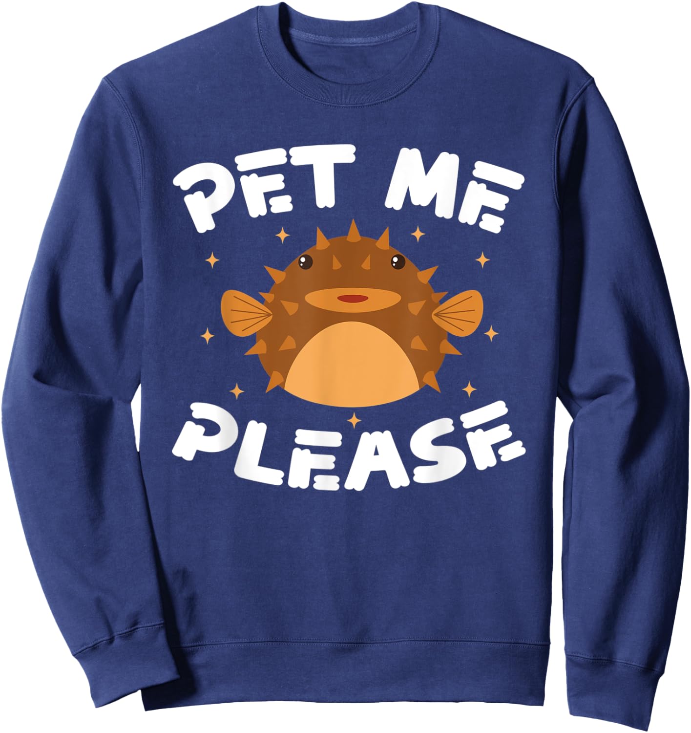 Funny Puffer Fish Design Sweatshirt - Sweatshirt | Navy