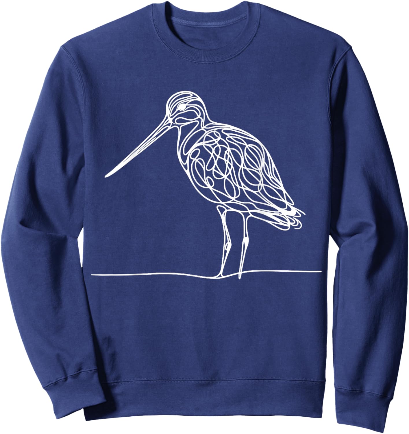 Line Art Bird & Ornithologist Marbled Godwit Sweatshirt - Sweatshirt | Navy