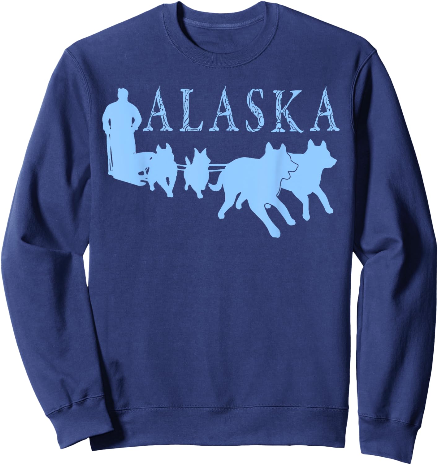 Alaska Sled Dogs Mushing Team Snow Sledding Mountain Scene Sweatshirt - Sweatshirt | Navy