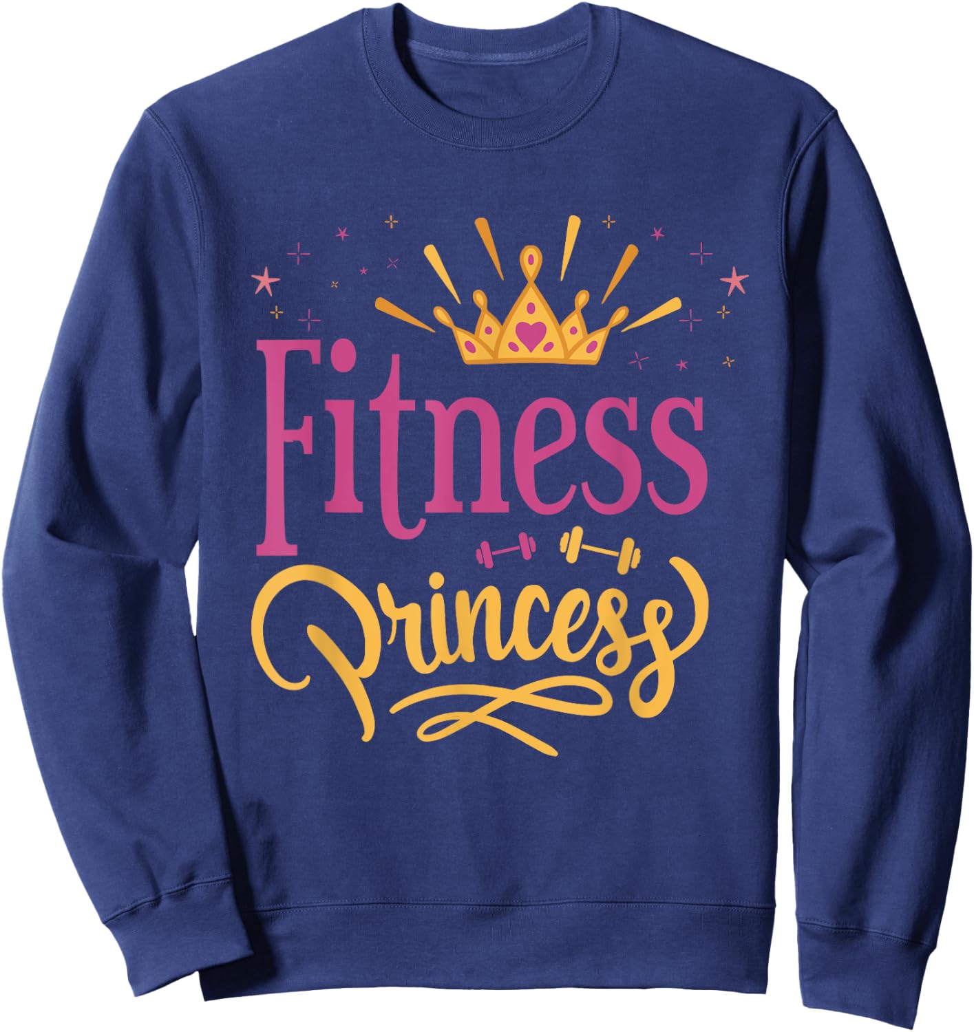 Cute Fitness Princess Girl's With Crown Workout Bodybuilding Sweatshirt - Sweatshirt | Navy