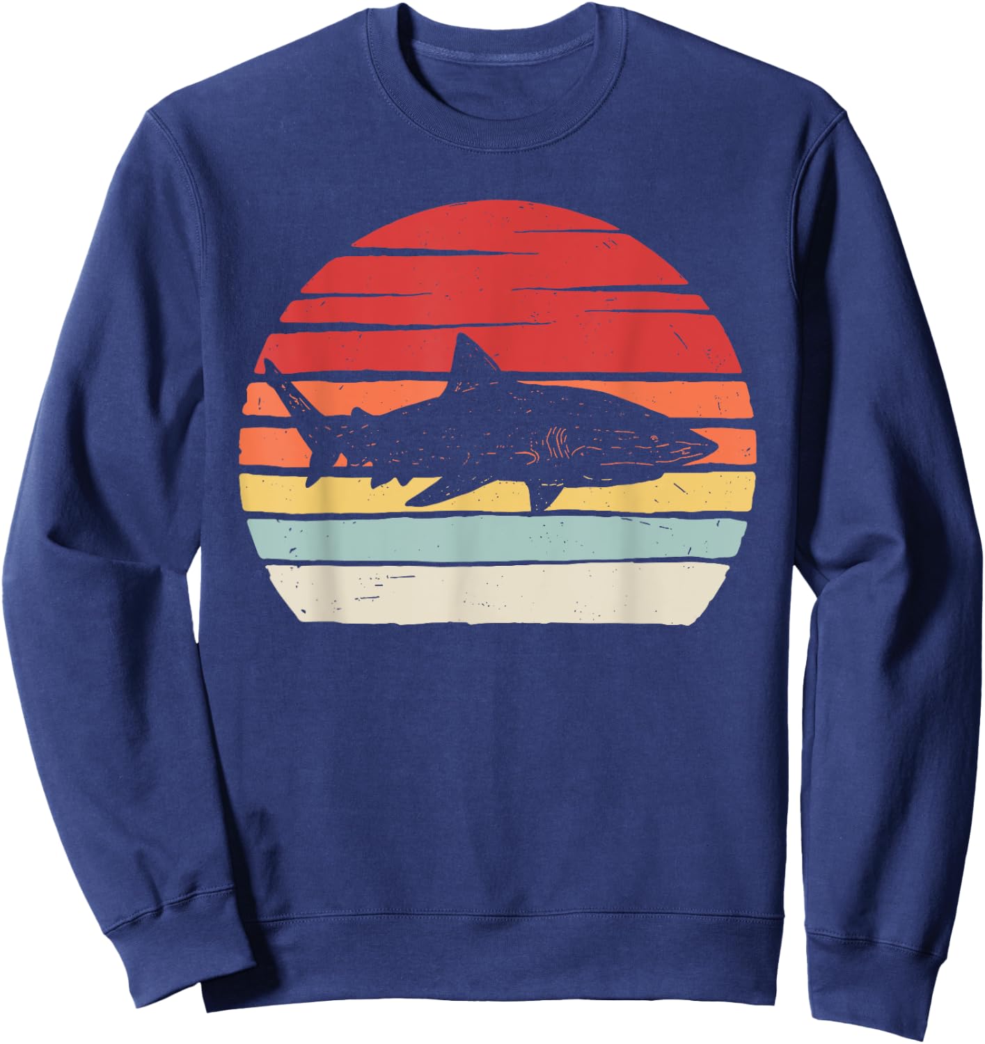 Vintage Retro Bull Shark Sweatshirt - Sweatshirt | Navy