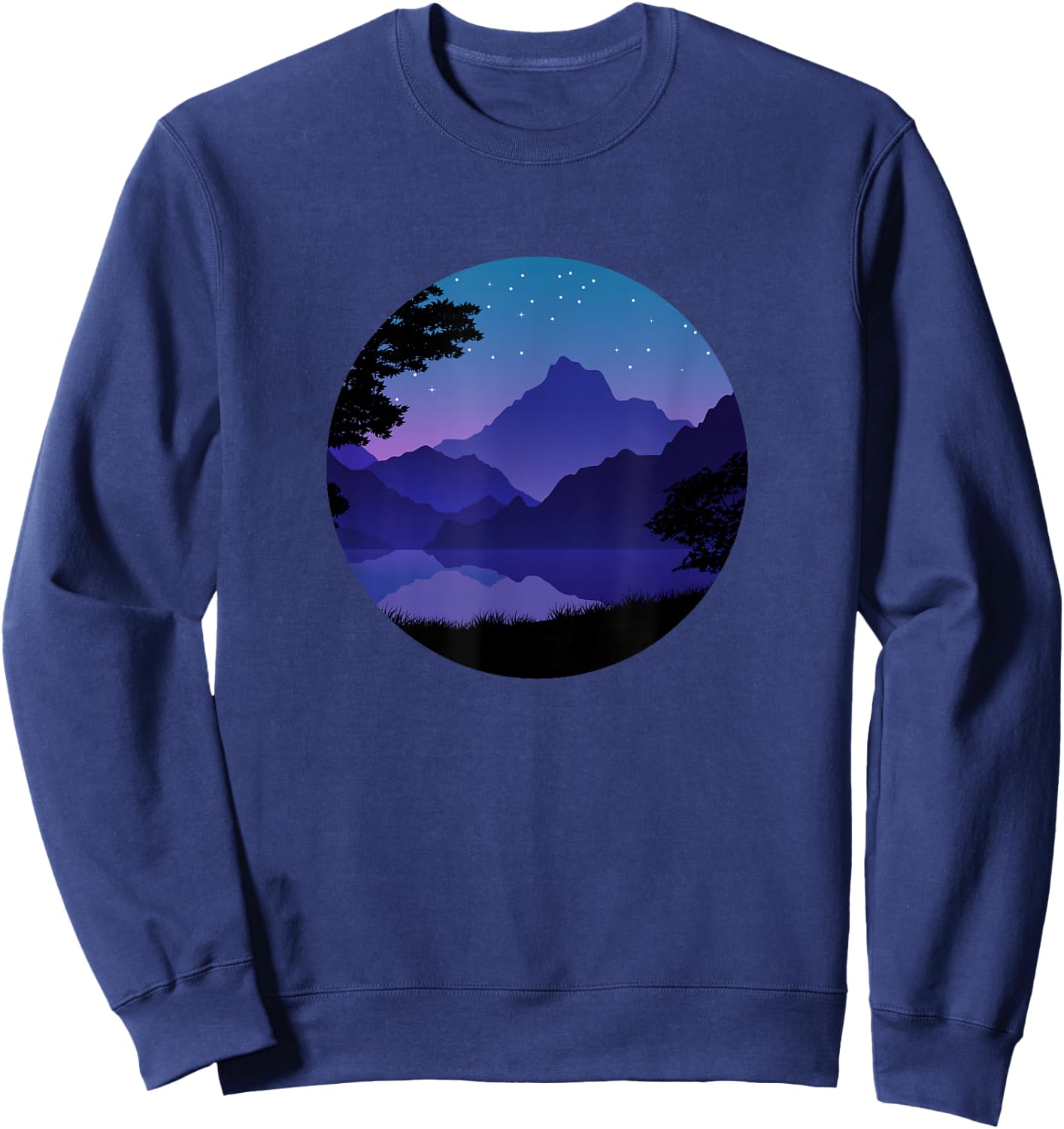 Mountain Silhouette Forest Lake Reflection Sweatshirt - Sweatshirt | Navy