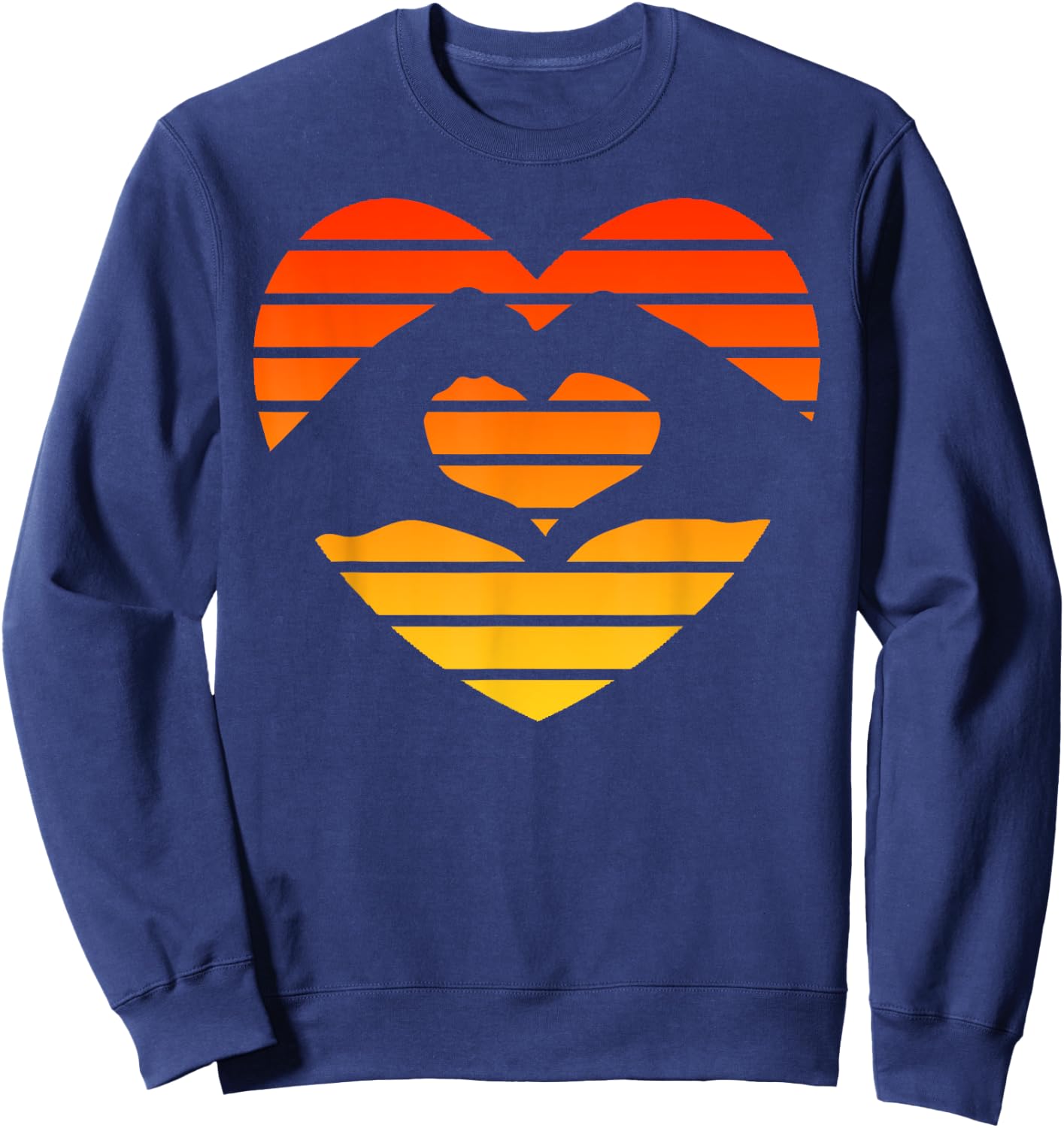 Sunset Sunrise Love Heart Hands Over Sun Sweatshirt - Sweatshirt | Navy
