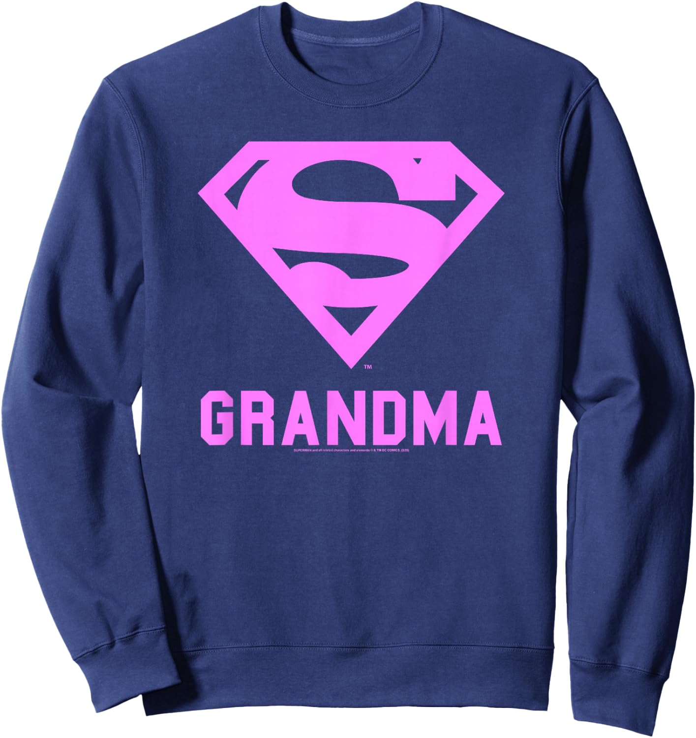 DC Comics Superman Pink Super Grandma Chest Logo Sweatshirt - Sweatshirt | Navy