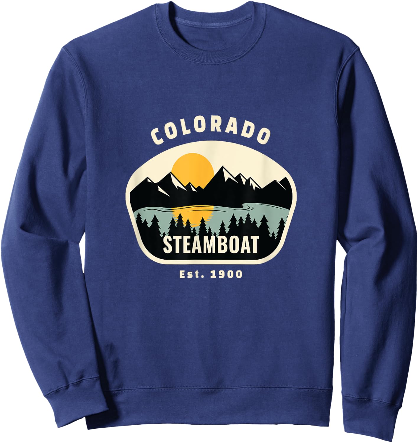 Unique Steamboat Springs Colorado Rocky Mountain Novelty Art Sweatshirt - Sweatshirt | Navy