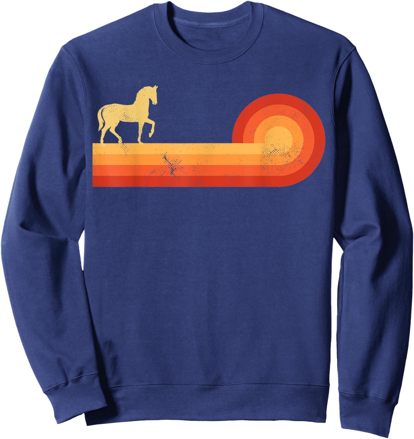Horse Retro Vintage Sunset Farm Horseback Riding Equestrian Sweatshirt - Sweatshirt | Navy