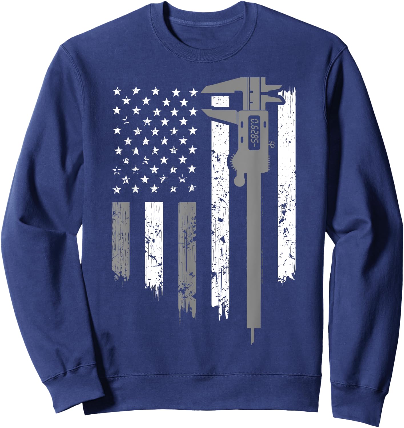 Funny USA Flag CNC Mechanic Tools Machinist Gift Men Women Sweatshirt - Sweatshirt | Navy