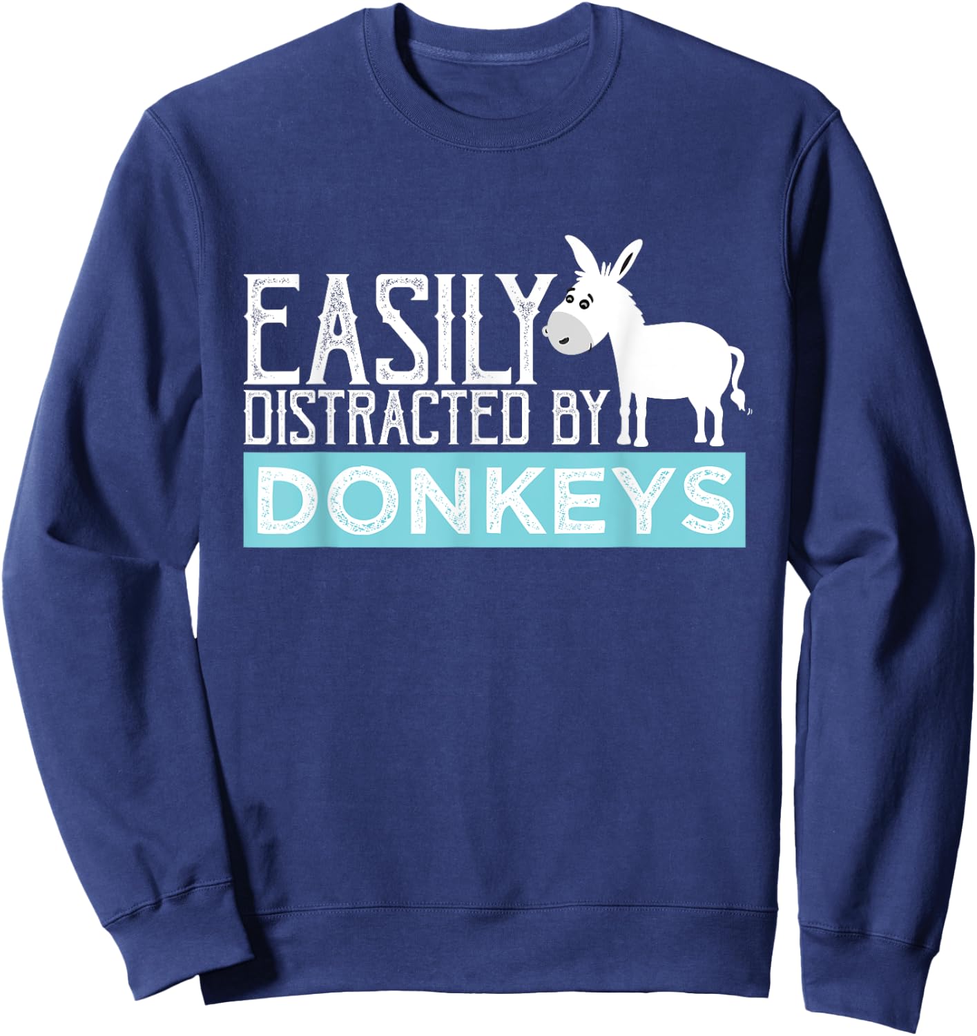 SHIRTSIDE Donkey - Donkey Gifts For Donkey Lovers - -Adults - Black - Small - Short Sleeve Sweatshirt - Sweatshirt | Navy