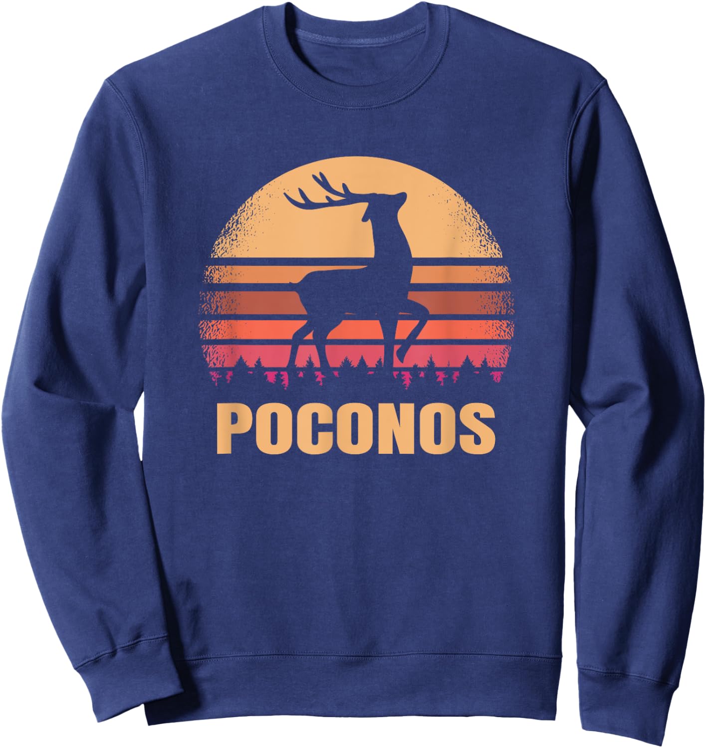 Poconos Pennsylvania Vintage Deer PA Distressed Buck Sweatshirt - Sweatshirt | Navy