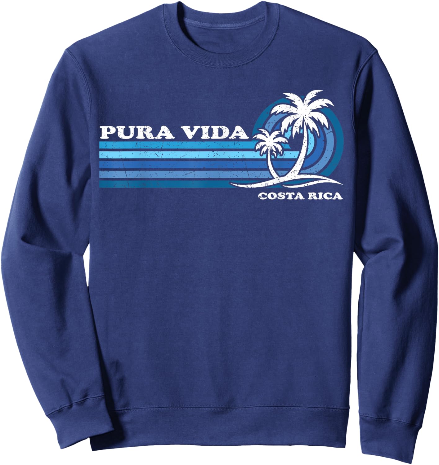 Vintage Retro Summer Vacation Costa Rica Pura Vida Beach Sweatshirt - Sweatshirt | Navy