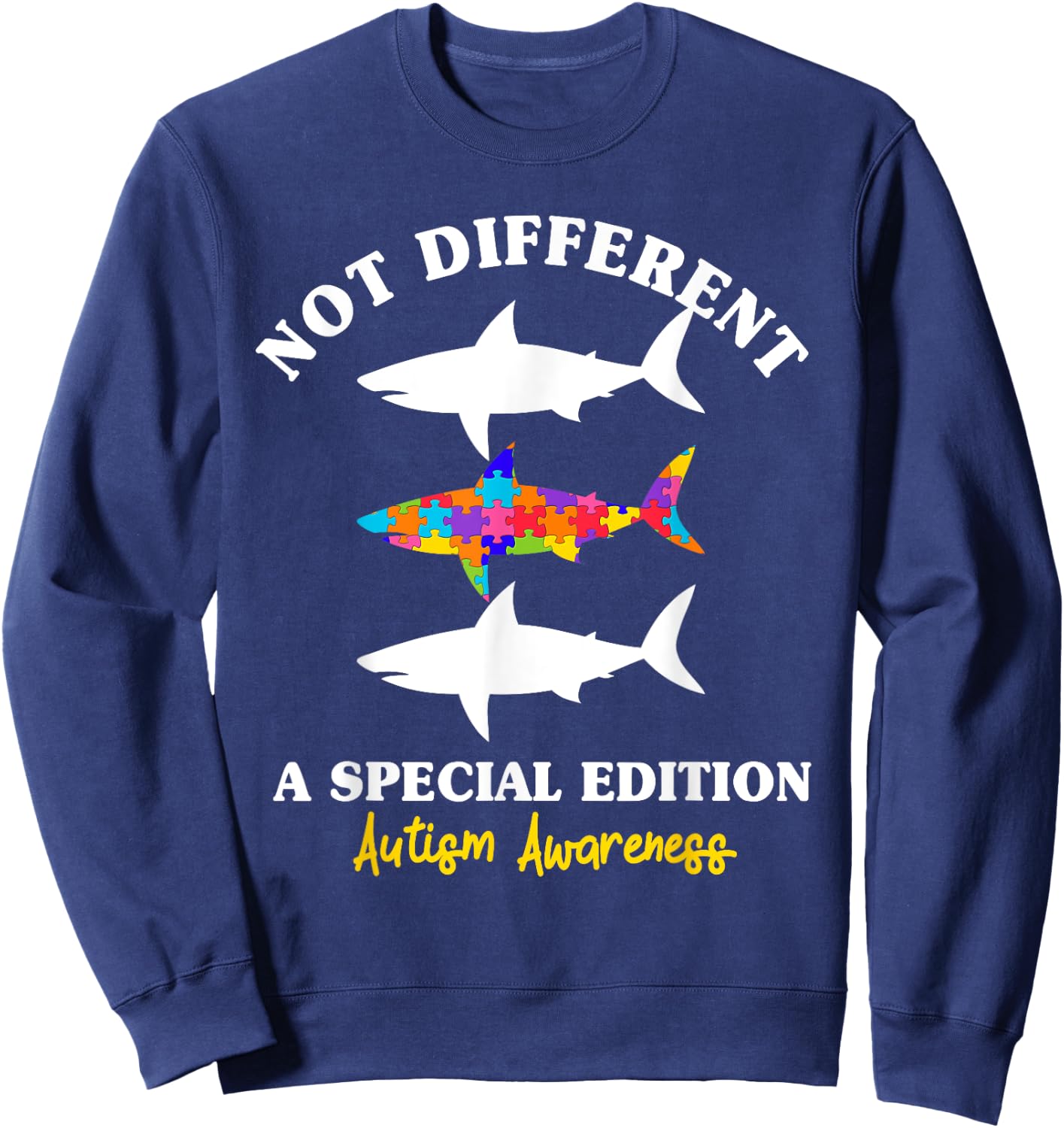 Puzzle Shark Autism Awareness Autistic Autism Moms Gift Sweatshirt - Sweatshirt | Navy