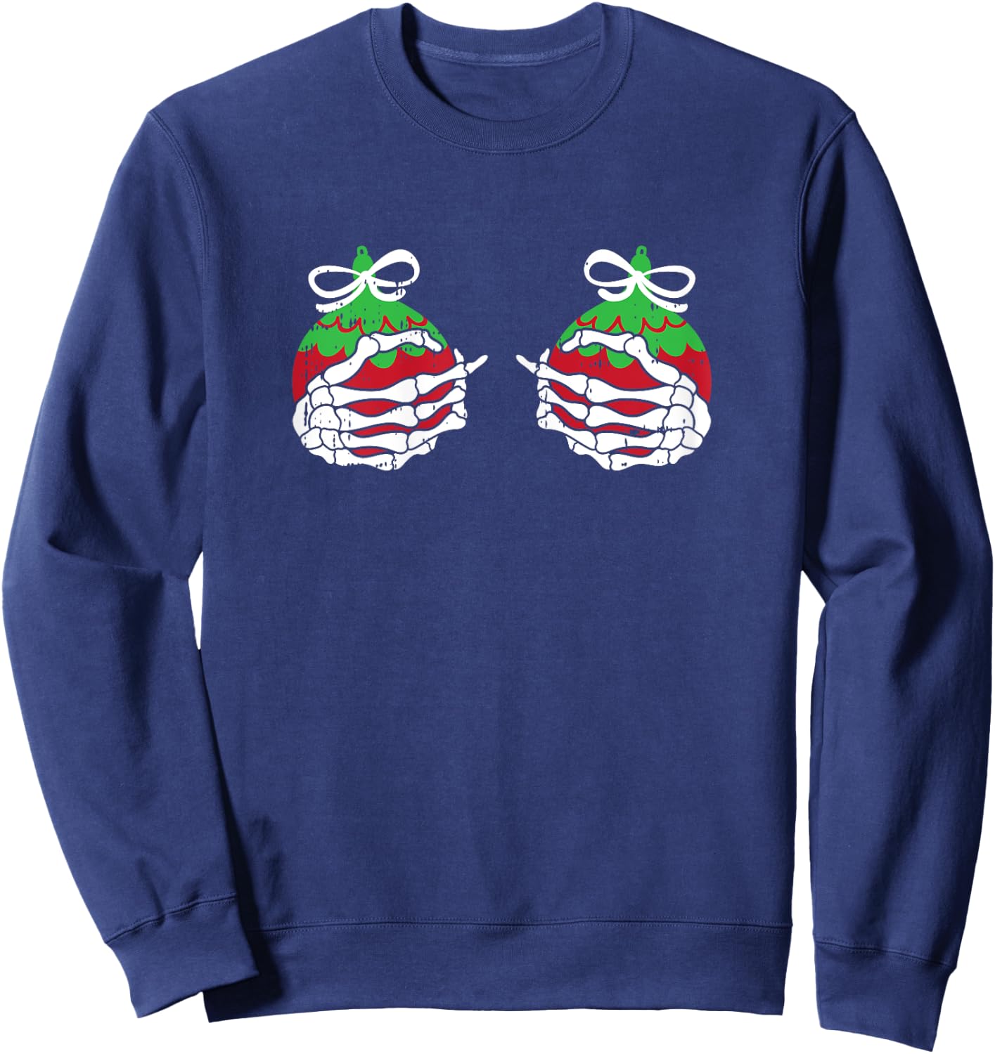 Christmas Balls Boobs Pajama Funny X-Mas Decoration Holiday Sweatshirt - Sweatshirt | Navy
