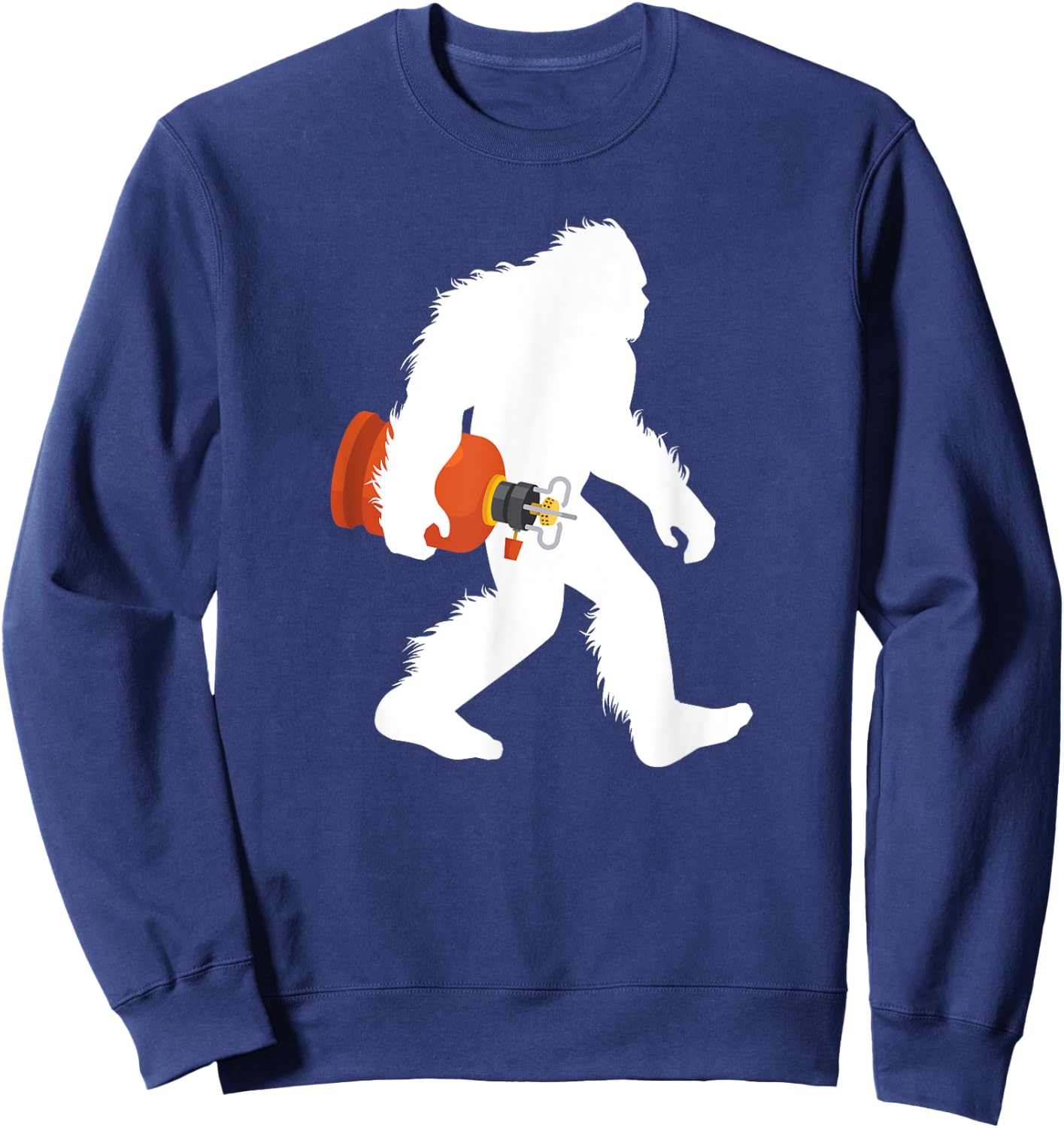 Bigfoot Carrying Propane Tank Sasquatch BBQ Gas Burner Sweatshirt - Sweatshirt | Navy