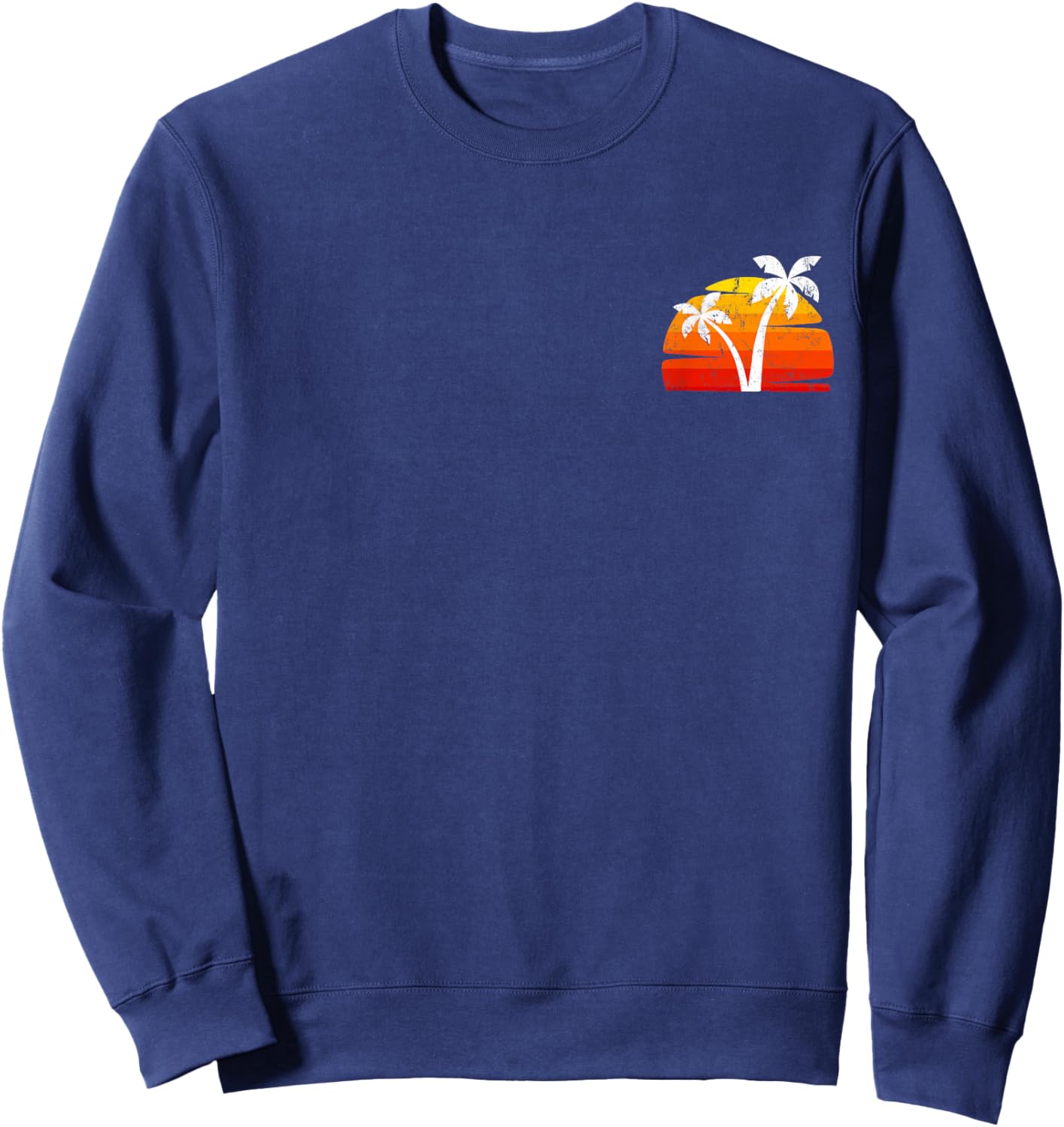 Cool Summer Sunset Vacation Men Women Beach Palm Trees Sweatshirt - Sweatshirt | Navy