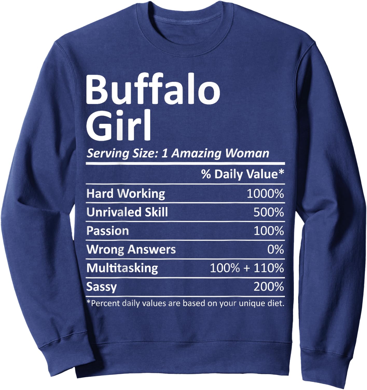 BUFFALO GIRL NY NEW YORK Funny City Home Roots USA Gift Sweatshirt - Sweatshirt | Navy