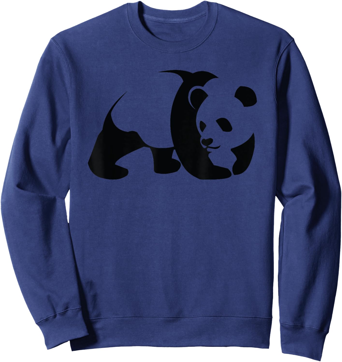 Panda Minimalist Art Black White Animal Cute Sweatshirt - Sweatshirt | Navy