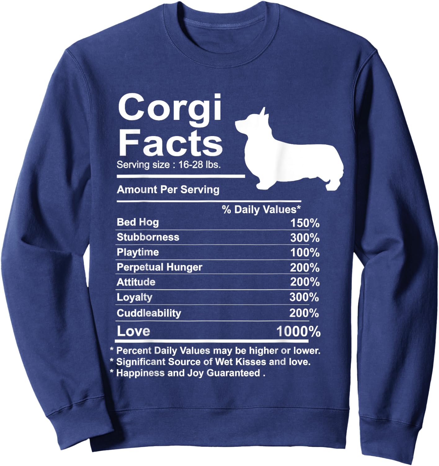 Funny Corgi Facts Nutrition Gift Cardigan Pembroke Sweatshirt - Sweatshirt | Navy