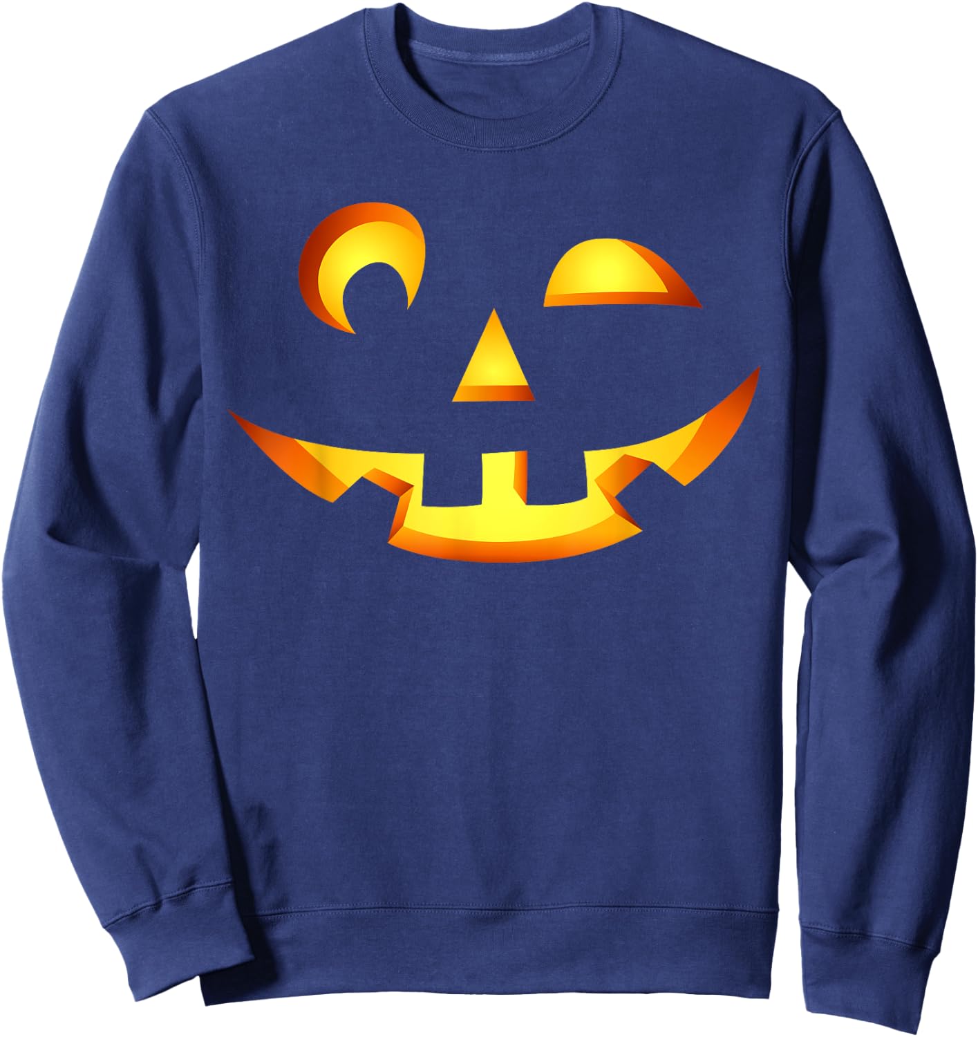 Pumpkin Jack O Lantern Face 14 Scary Pumpkin Funny Halloween Sweatshirt - Sweatshirt | Navy