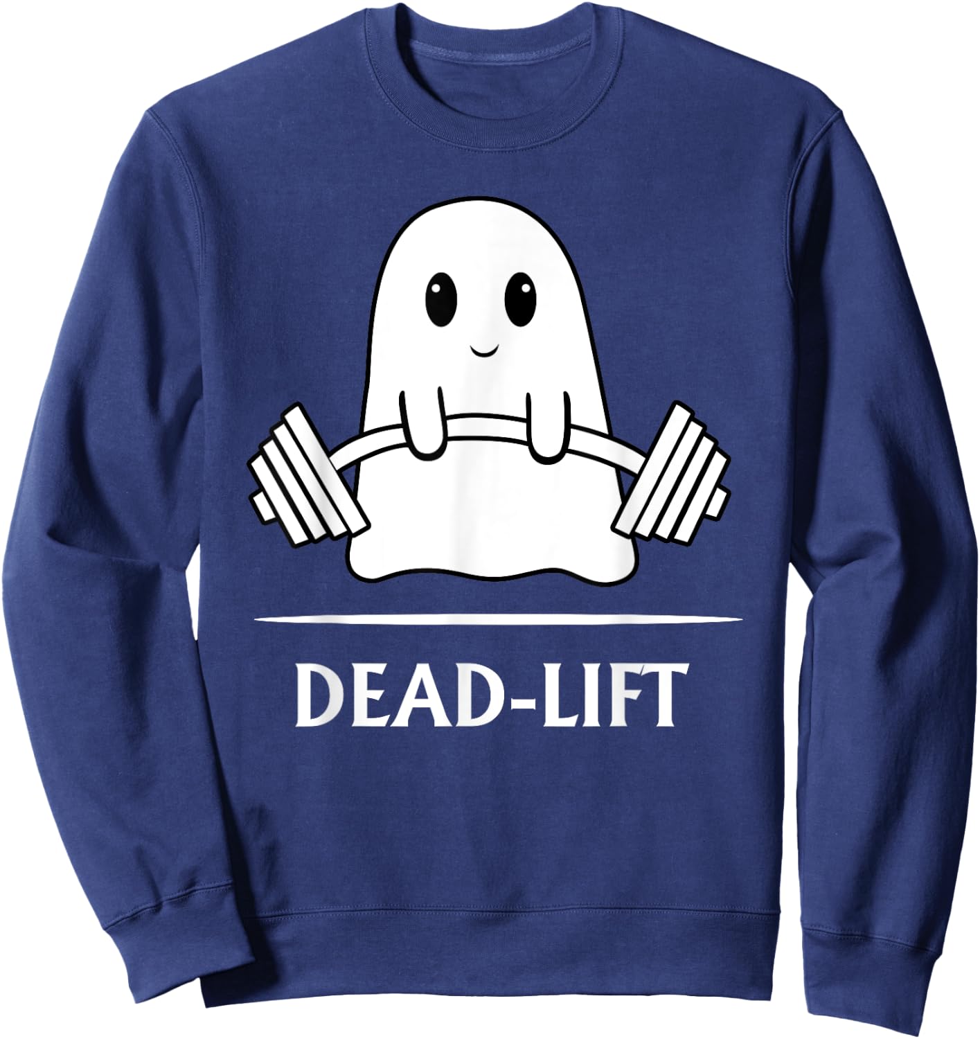 Ghost Dead-lift Weightlifting Fitness Gym Halloween 2023 Sweatshirt - Sweatshirt | Navy
