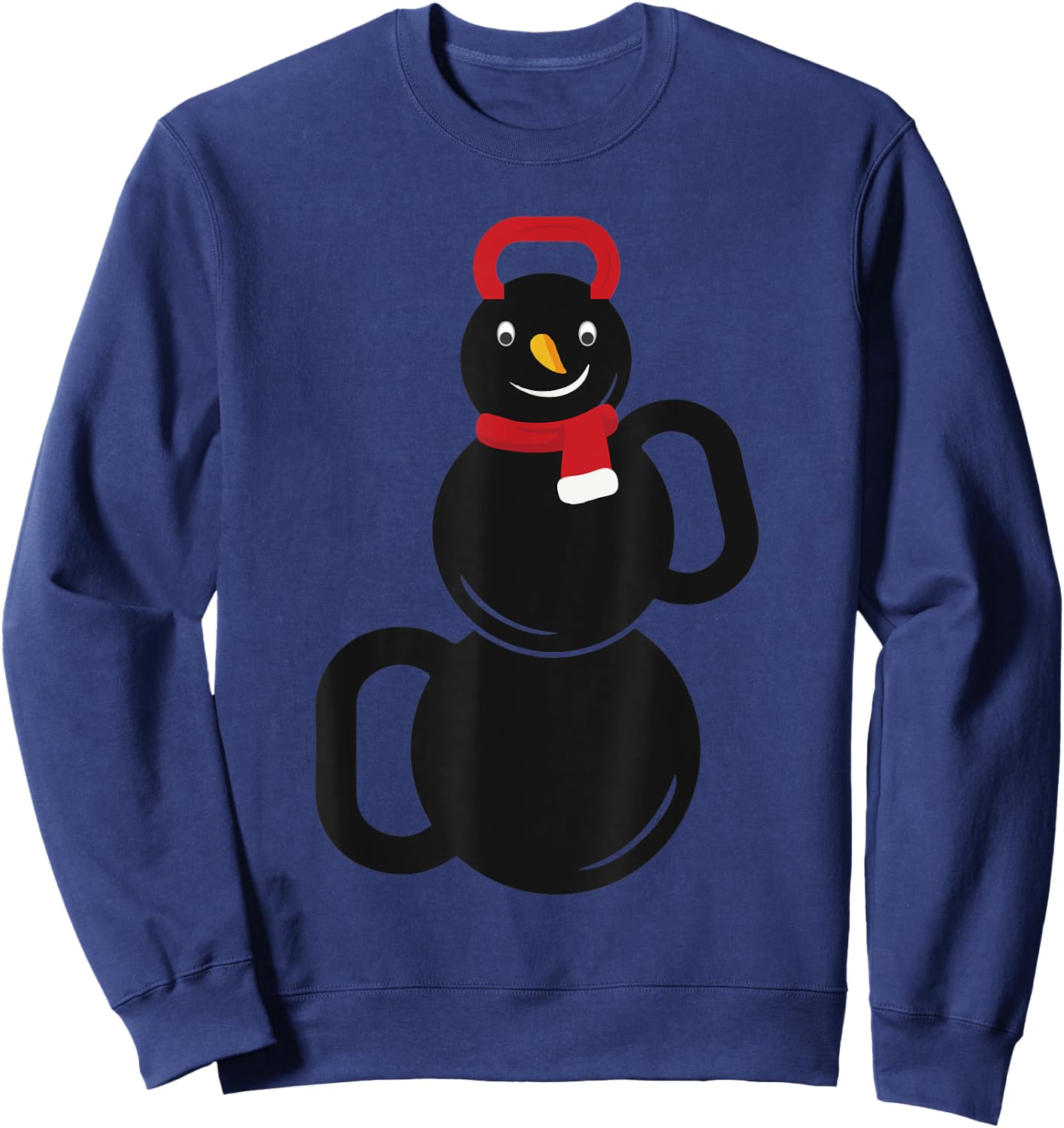 Christmas Snowman Kettlebell Exercise Sweatshirt - Sweatshirt | Navy