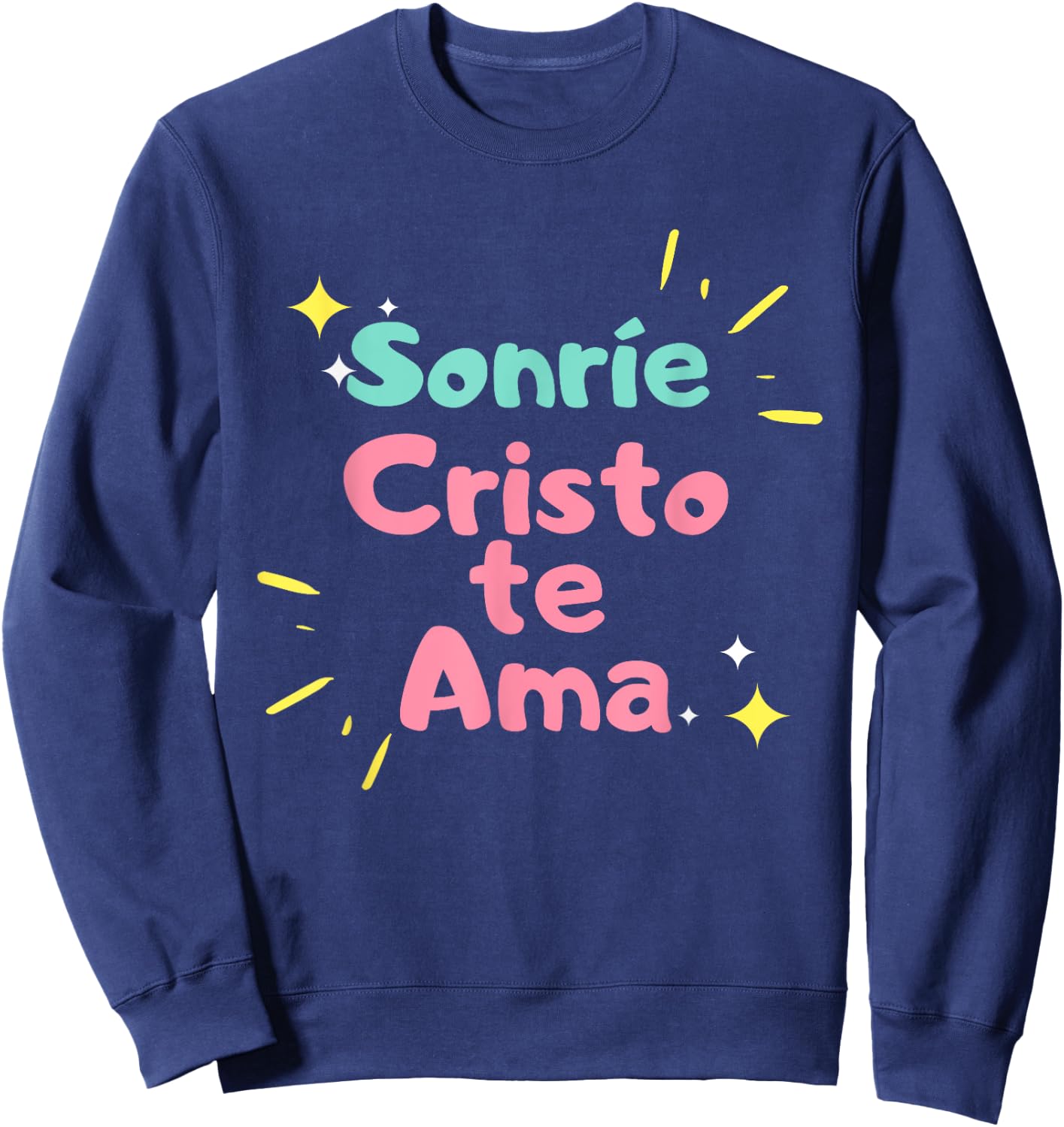 camisetas cristianas Sonrie Cristo te ama Sweatshirt - Sweatshirt | Navy