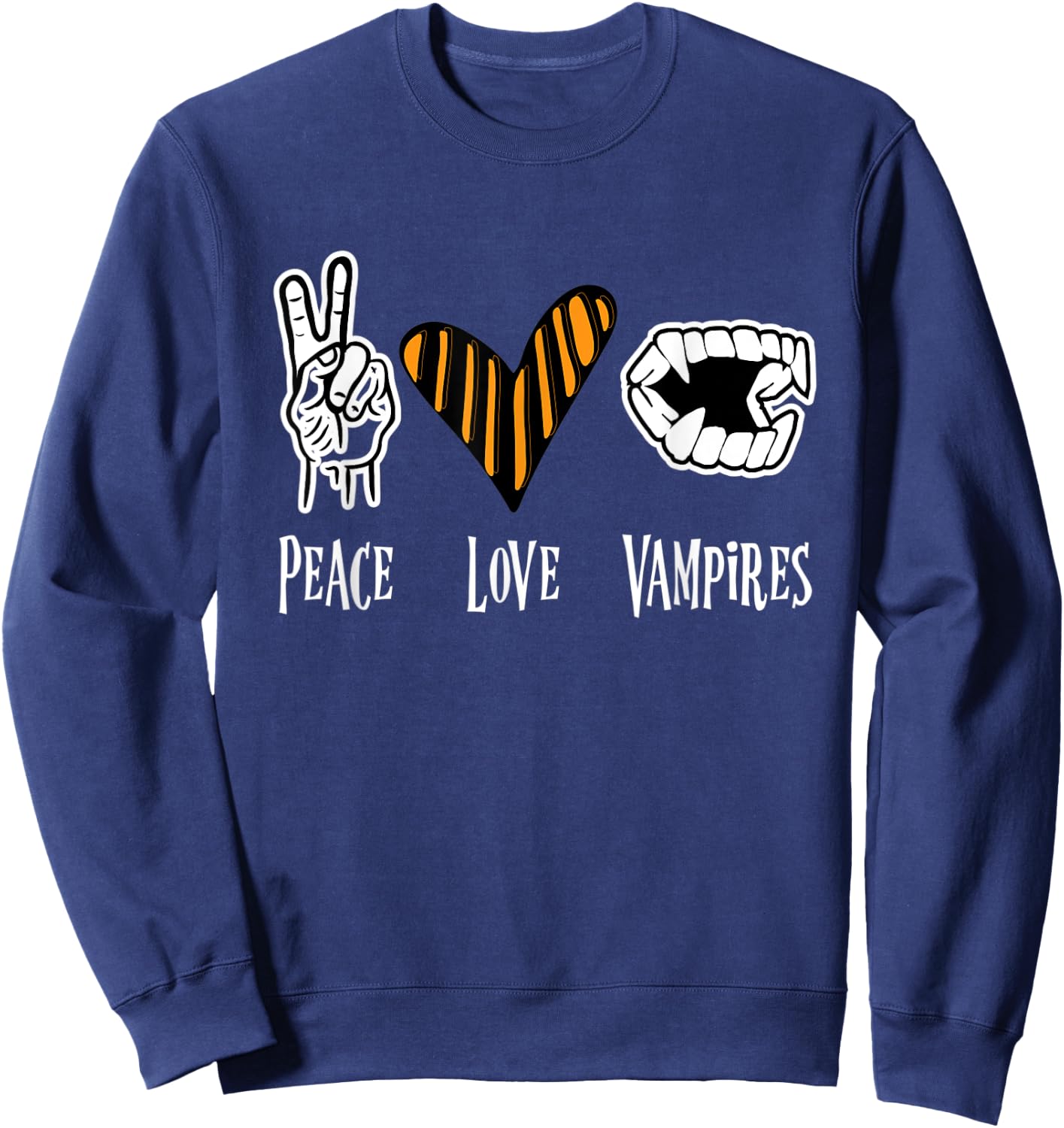 Halloween Vampire Outfit Men Women Kids Peace Love Vampire Sweatshirt - Sweatshirt | Navy