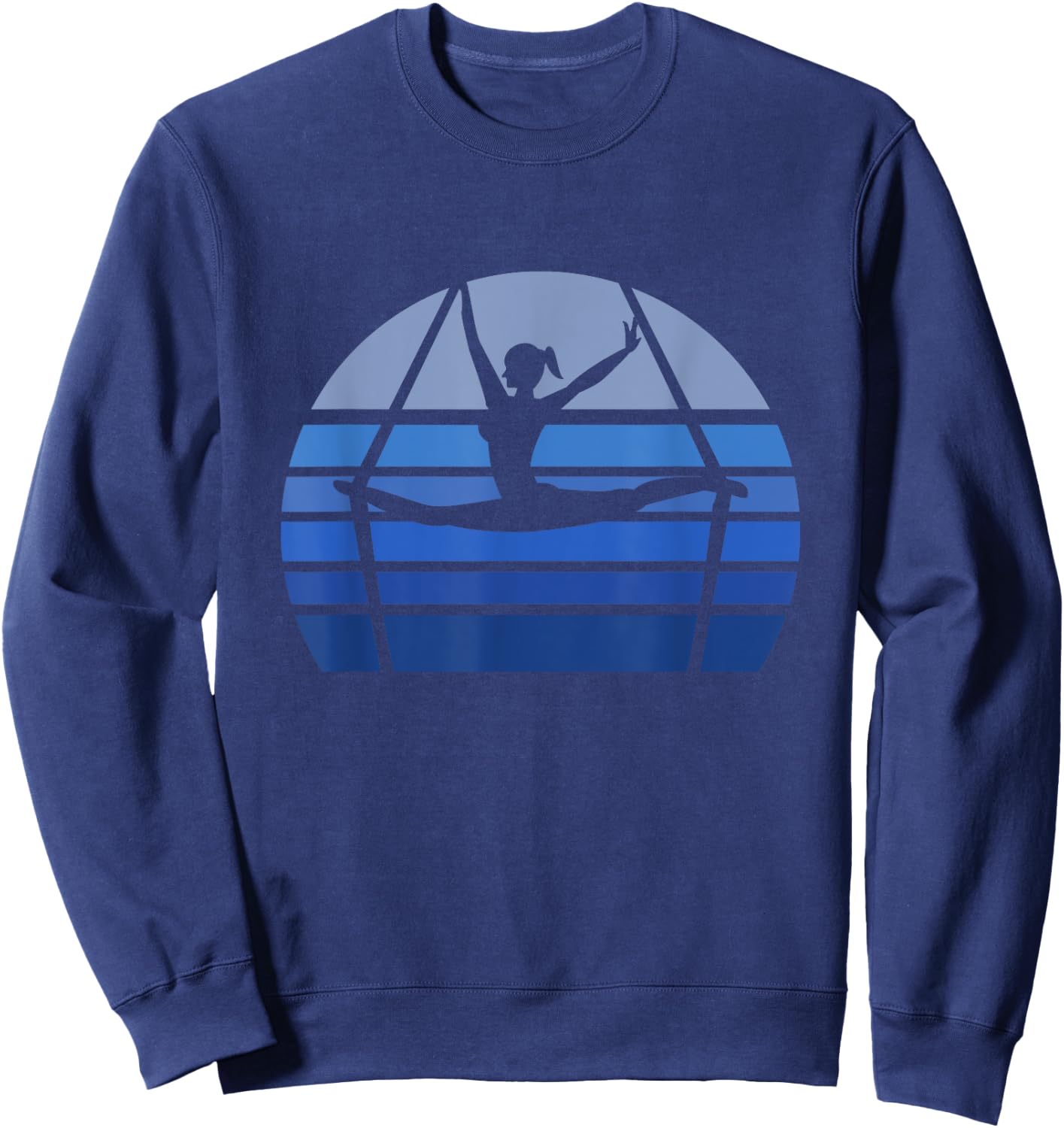 Retro Aerial Yoga Silhouette Lover Gift Aerialist Yogi Dance Sweatshirt - Sweatshirt | Navy