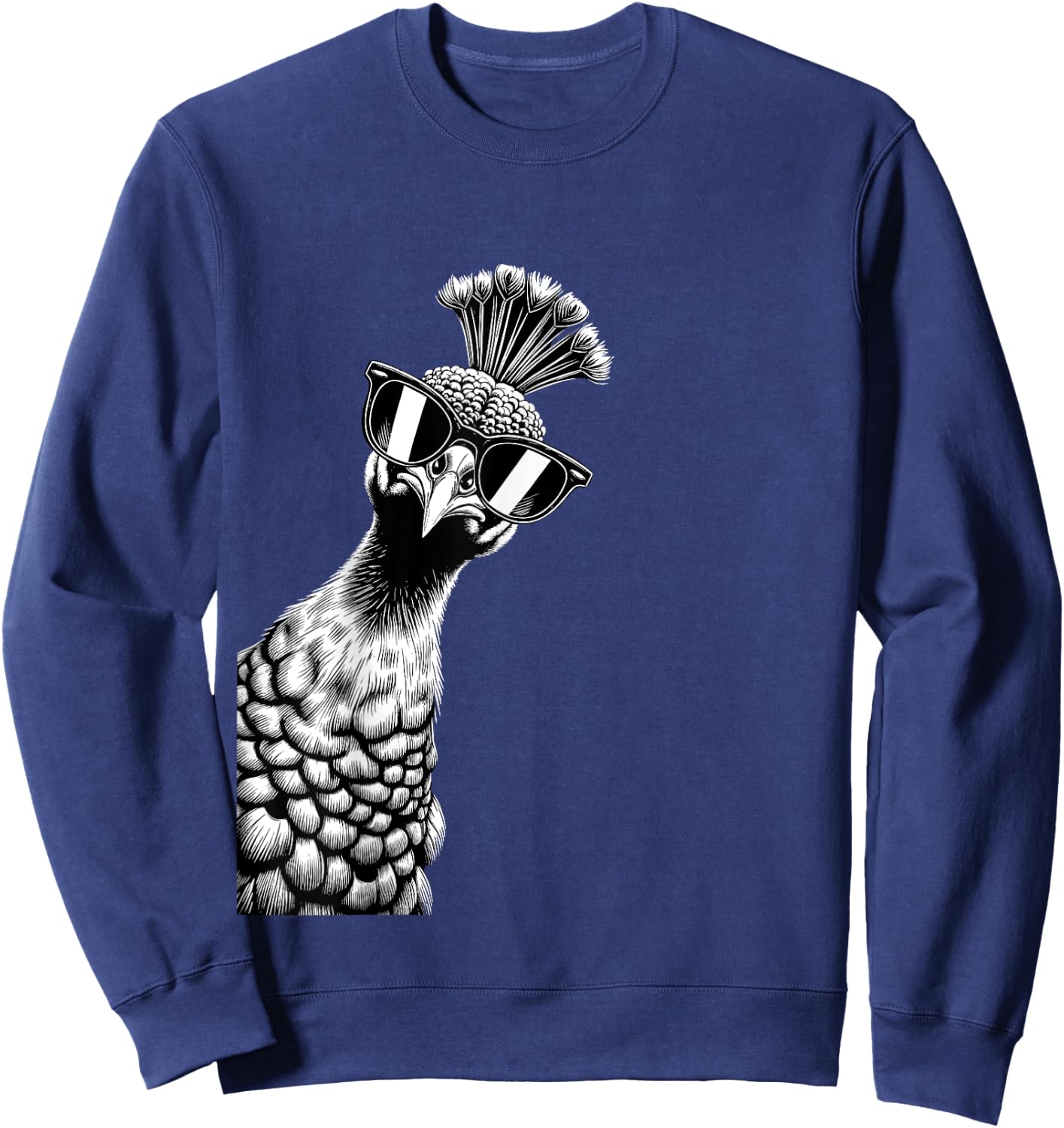 Funny Peacock Wearing Sunglasses Peacock Bird Lovers Sweatshirt - Sweatshirt | Navy
