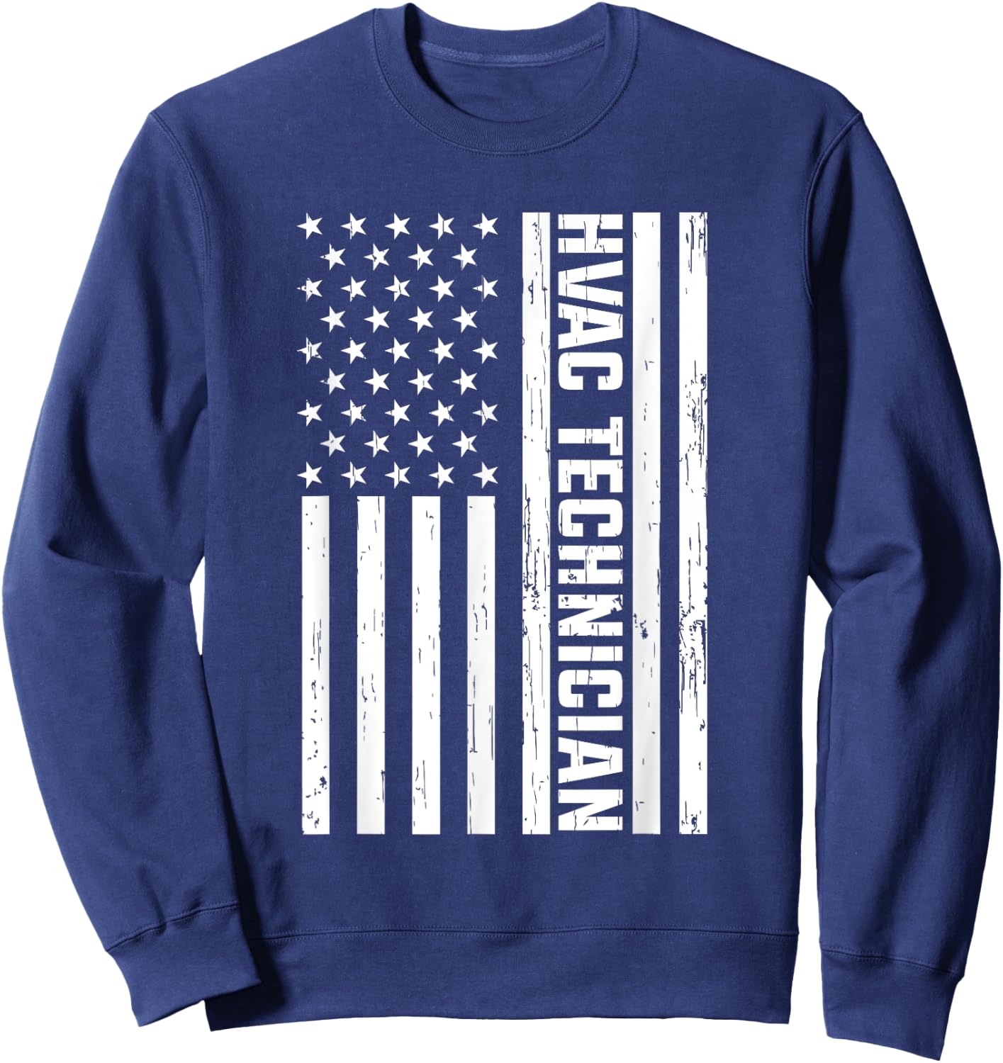 Funny HVAC Gift Cool HVAC Technician American Flag Sweatshirt - Sweatshirt | Navy