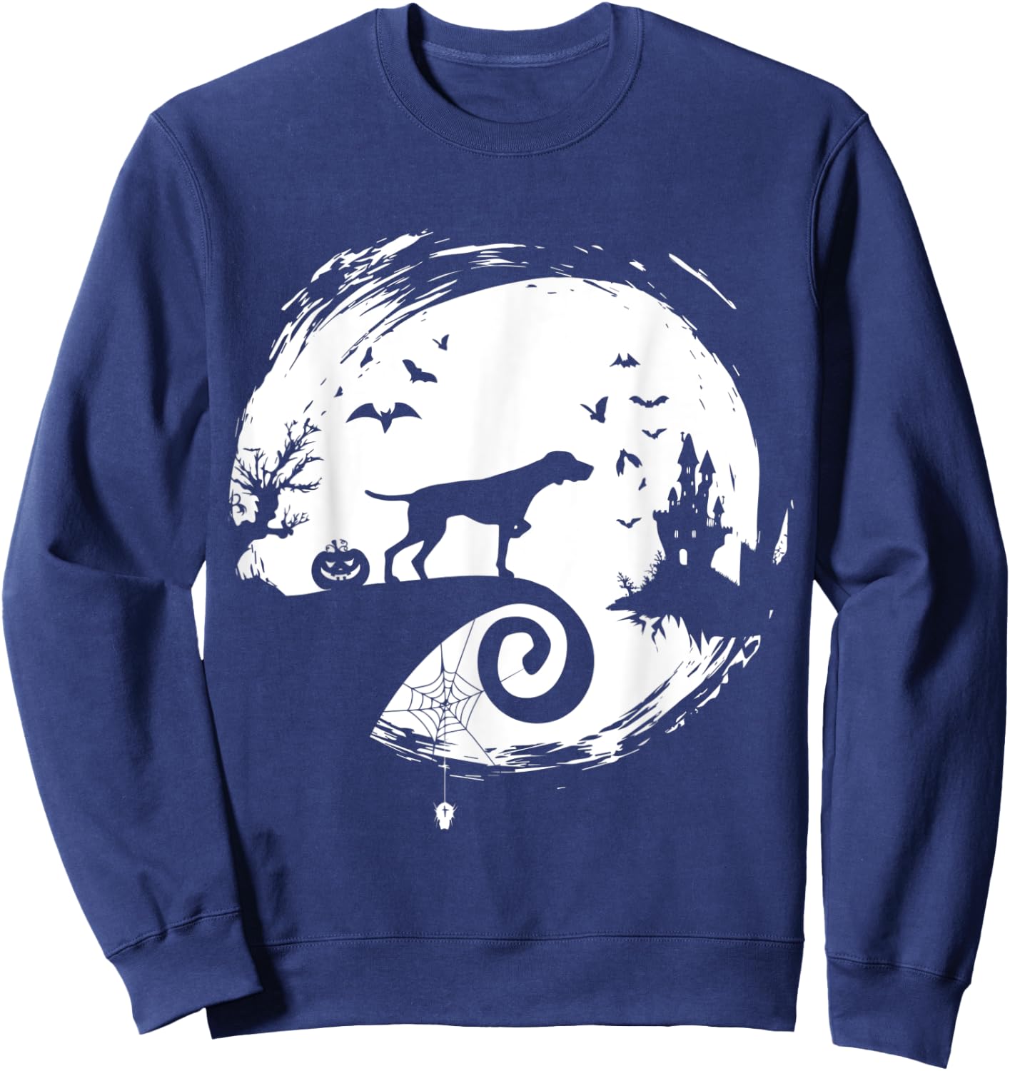 Pointer Halloween Costume Moon Silhouette Creepy Horror Sweatshirt - Sweatshirt | Navy