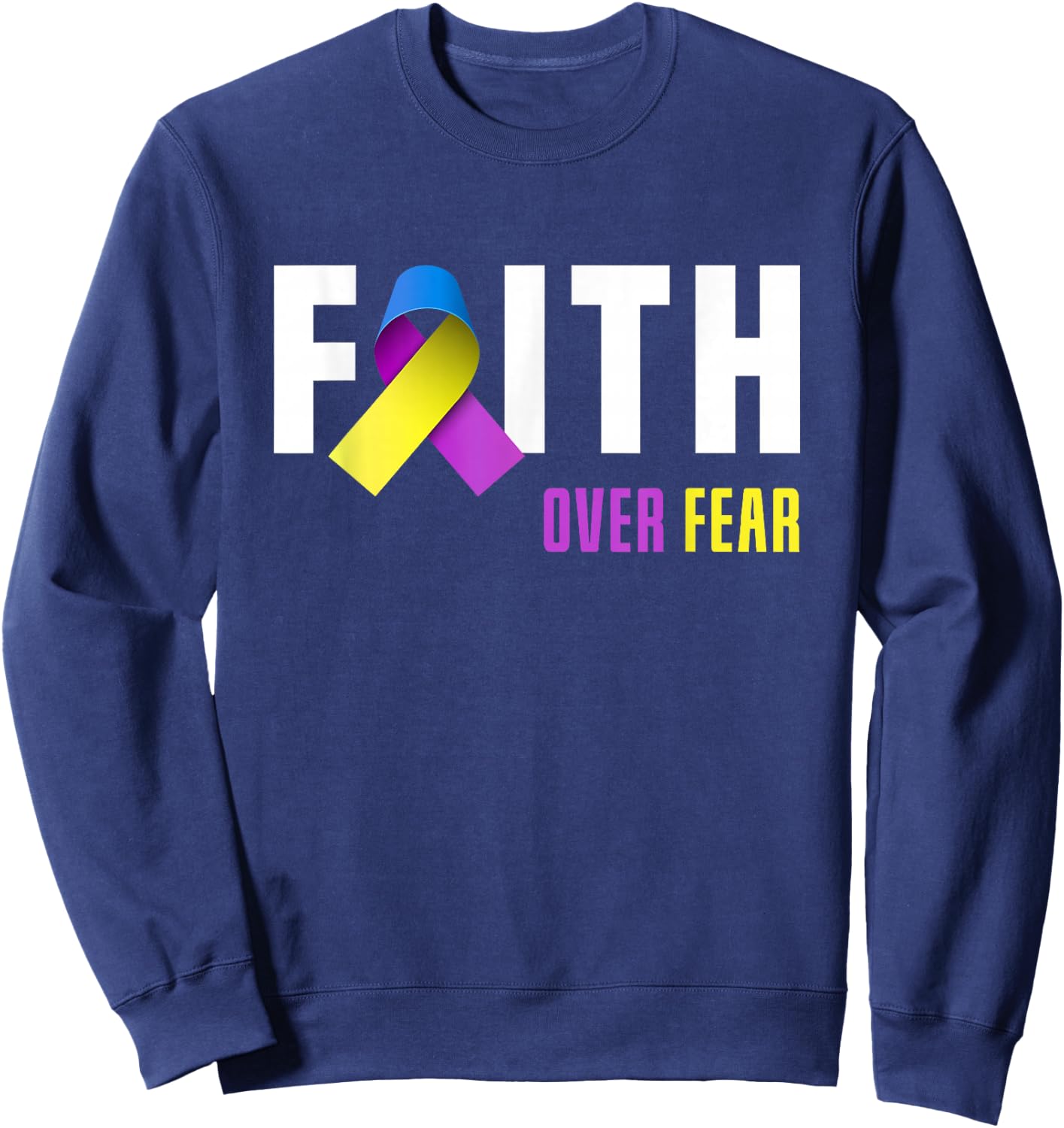 Bladder Cancer Warrior Faith God Bladder Cancer Awareness Sweatshirt - Sweatshirt | Navy