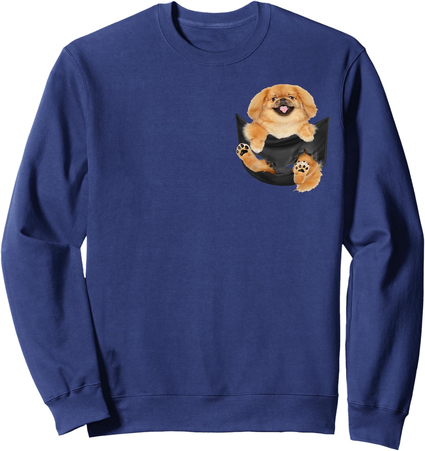 Pekingese In Pocket Funny Dog Animal Lovers Costume Gifts Men Women Sweatshirt - Sweatshirt | Navy