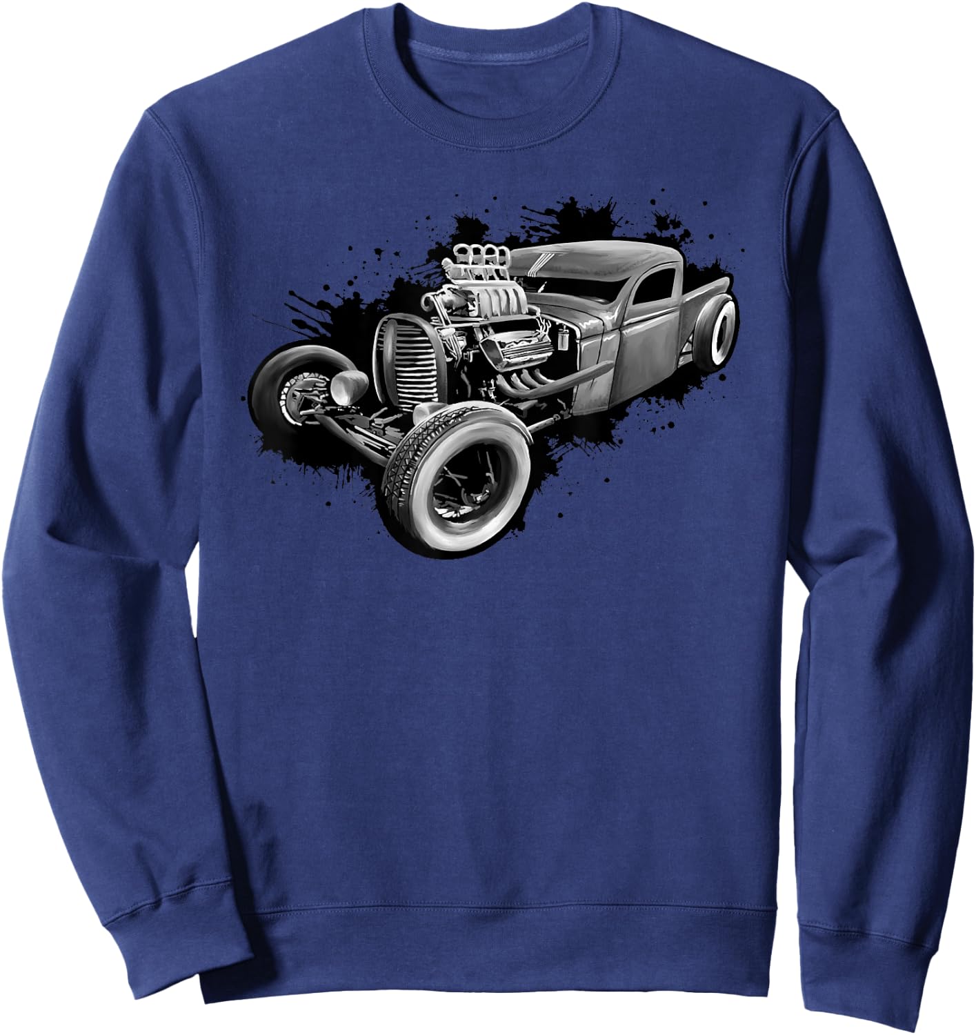 Rust Bucket Outline Funny Hot Retro Rod Diesel Cars Gift Men Sweatshirt - Sweatshirt | Navy