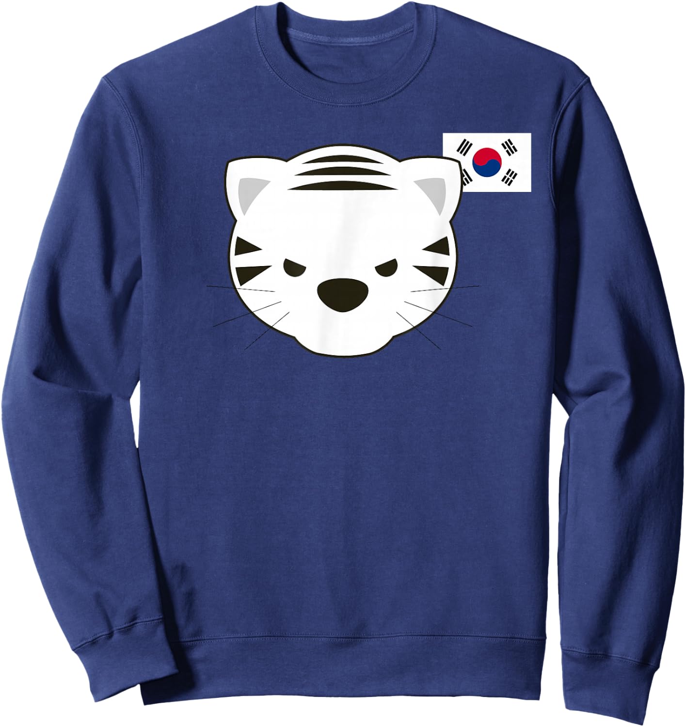 White Siberian Tiger South Korean Flag Sweatshirt - Sweatshirt | Navy