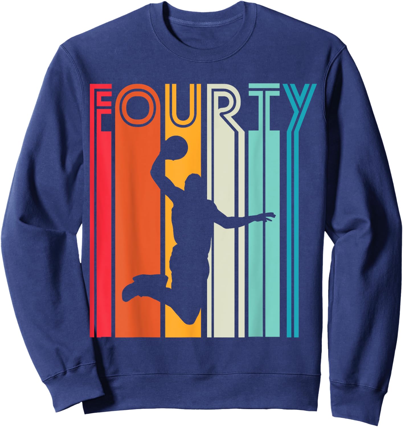 40th Birthday Basketball Lover Gift 40 Years Old Retro Sweatshirt - Sweatshirt | Navy