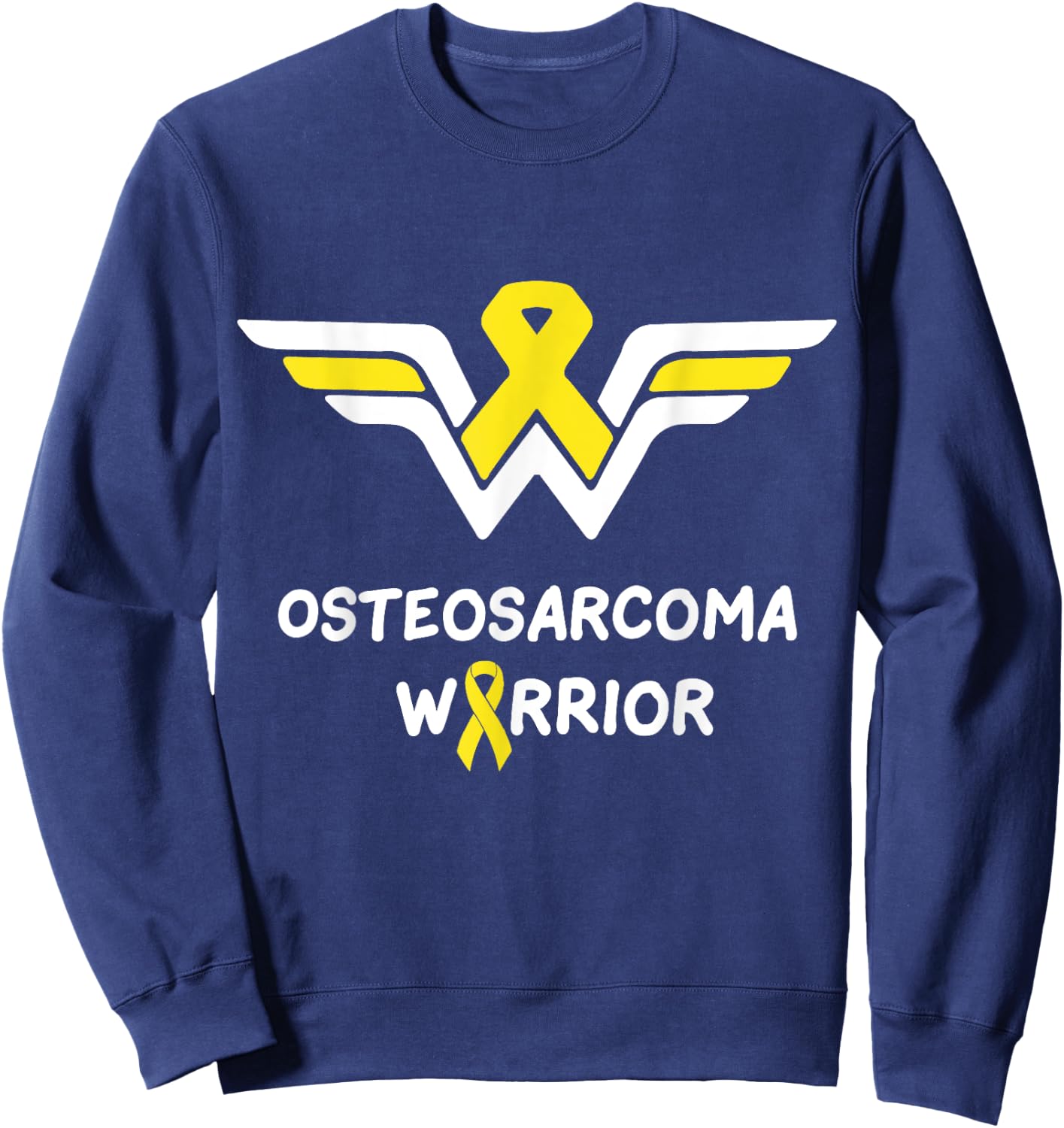 Osteosarcoma Awareness Warrior Support Yellow Ribbon Gifts Sweatshirt - Sweatshirt | Navy