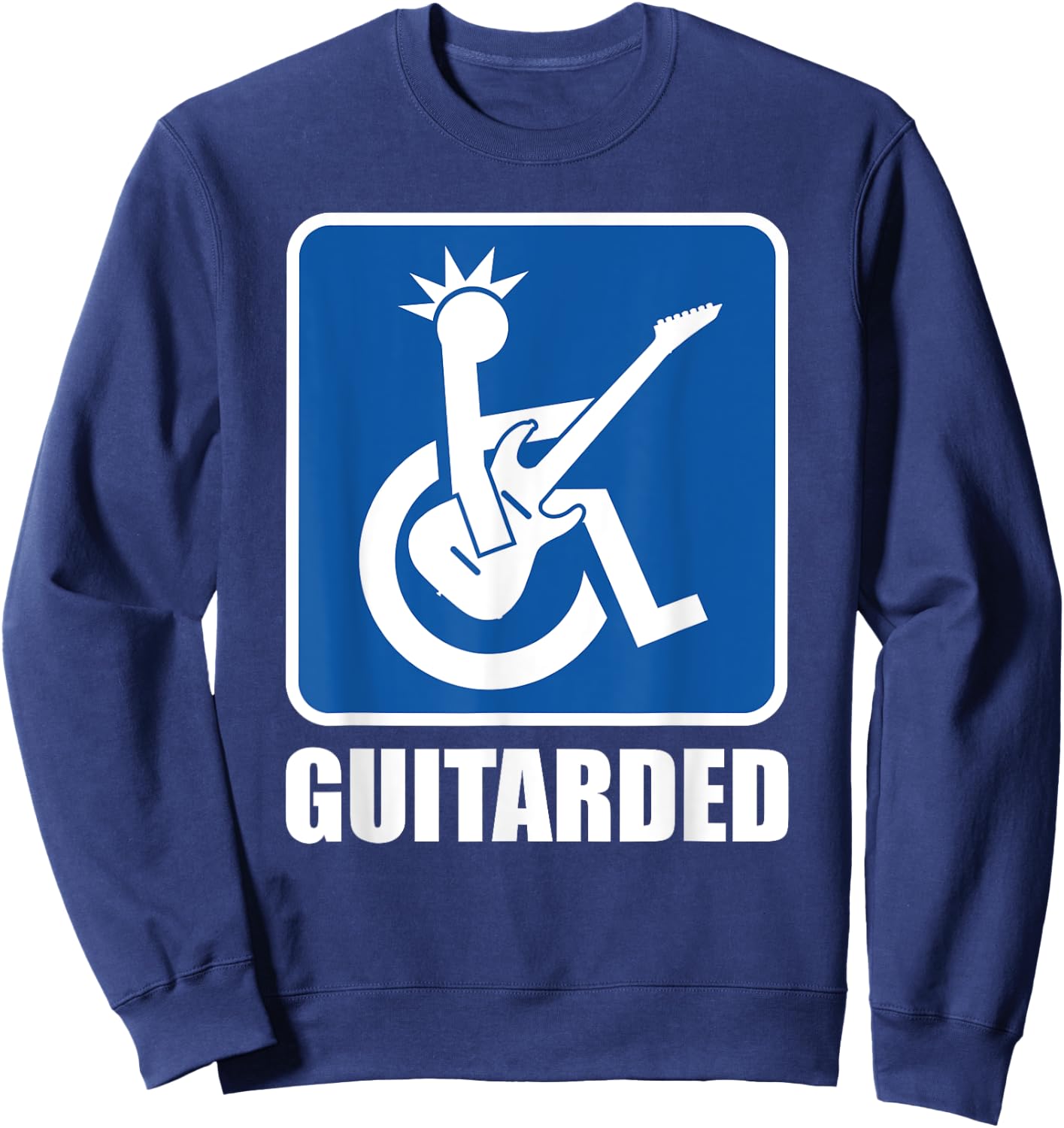 Musician Gifts Guitar Black Women's Medium Classic Fit Short Sleeve Music Themed Sweatshirt - Sweatshirt | Navy