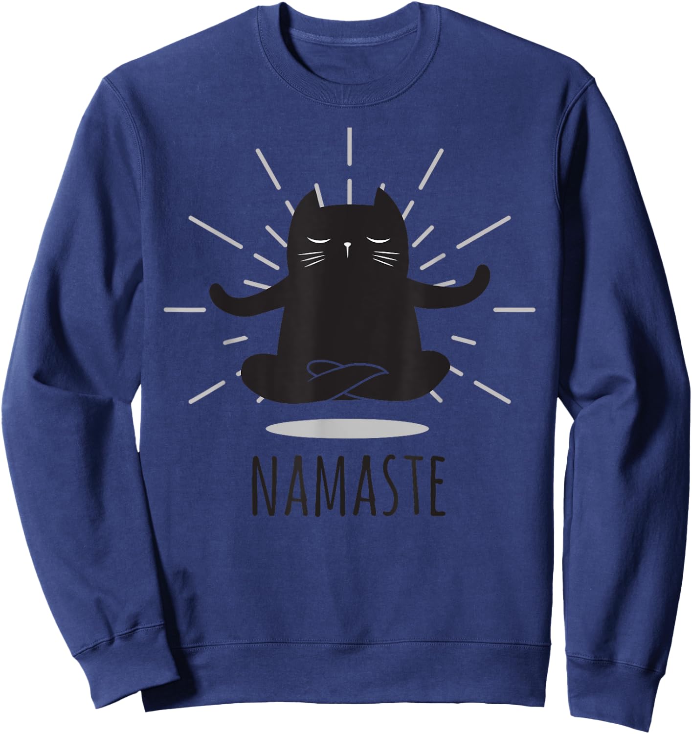 Funny Cat Namaste Yoga Poses Buddha Flower Symbol Women Sweatshirt - Sweatshirt | Navy