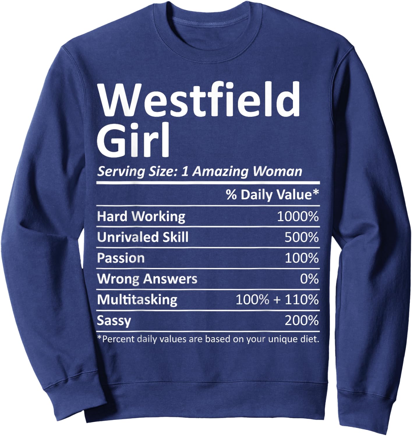 WESTFIELD GIRL NJ NEW JERSEY Funny City Home Roots USA Gift Sweatshirt - Sweatshirt | Navy