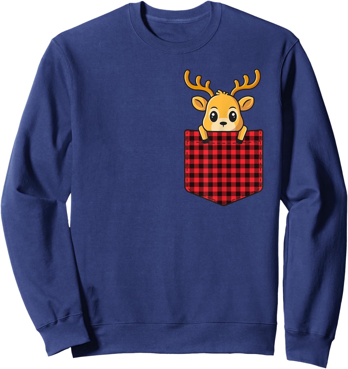 Christmas T Shirt Kids Pocket Animal Reindeer Sweatshirt - Sweatshirt | Navy