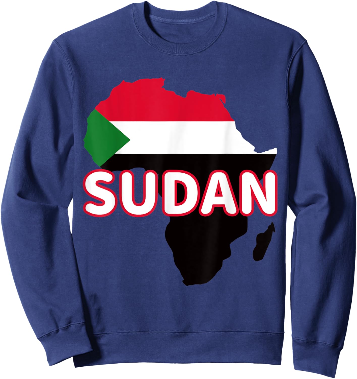 Sudan Sudanese Pride Flag Map Africa Print Sweatshirt - Sweatshirt | Navy