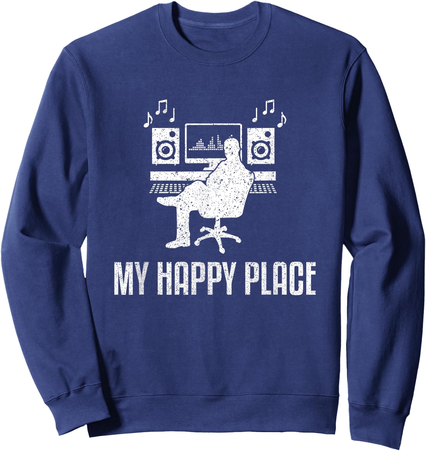 Funny Audio Engineer - Music Producer My Happy Place Sweatshirt - Sweatshirt | Navy
