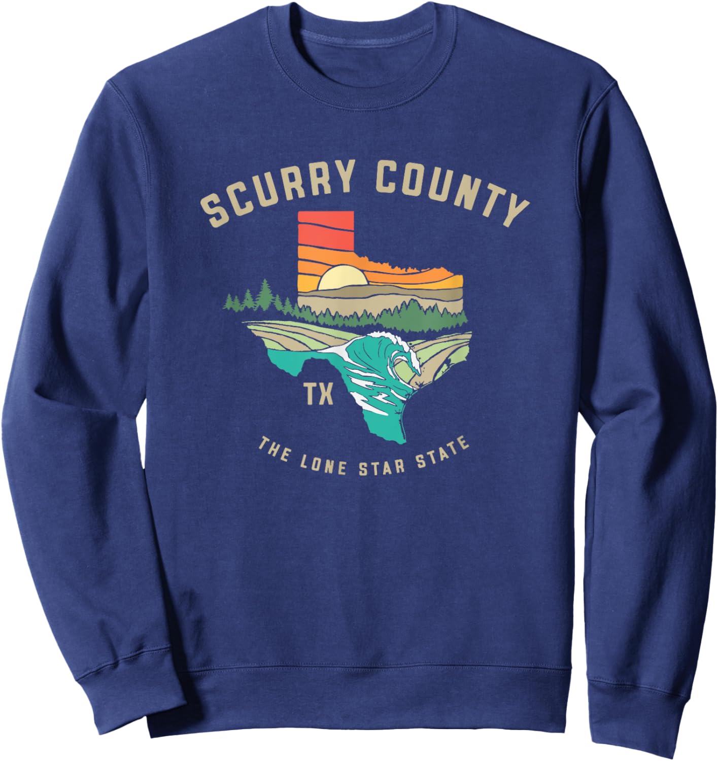Scurry County Texas Outdoors Vintage Nature Design Sweatshirt - Sweatshirt | Navy